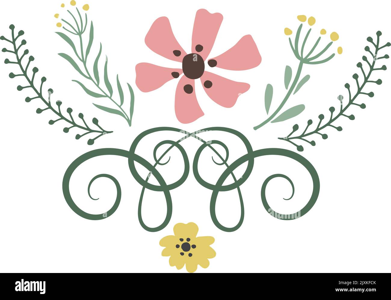 Decorative vines and flowers. Floral elegant print element Stock Vector