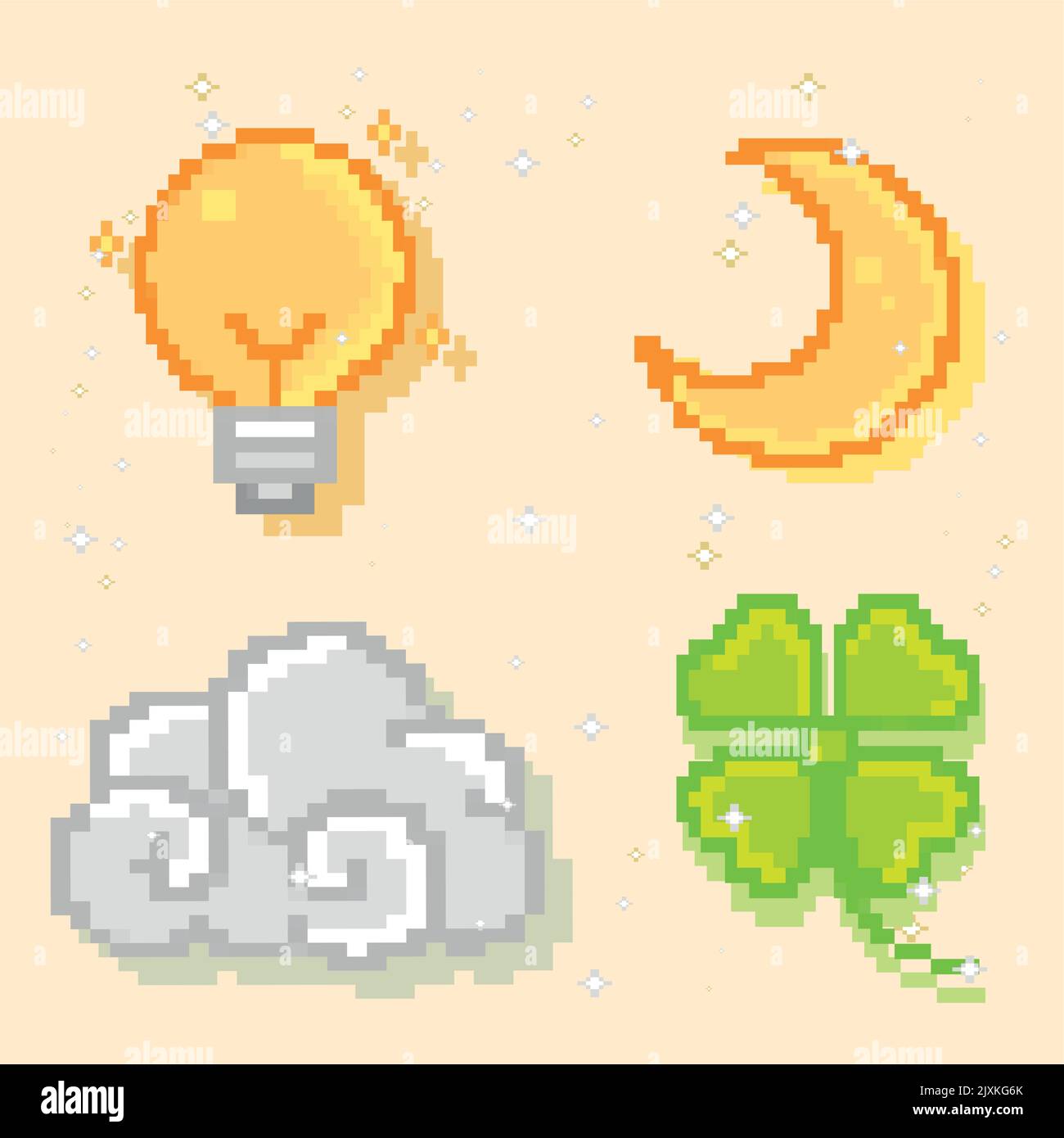 set of pixel art Stock Vector