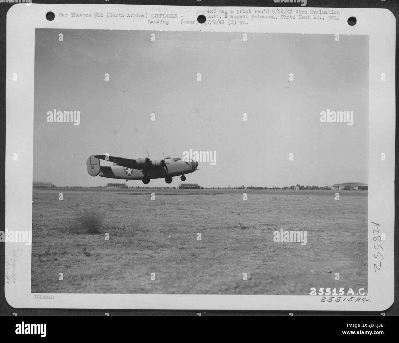 Consolidated B-24 Landing At Bomb Group Field In North Africa Stock ...