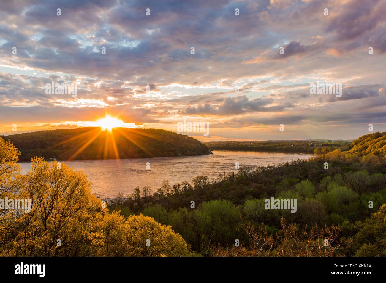 Overlooking the Susquehanna river at chickies rock. Stock Photo