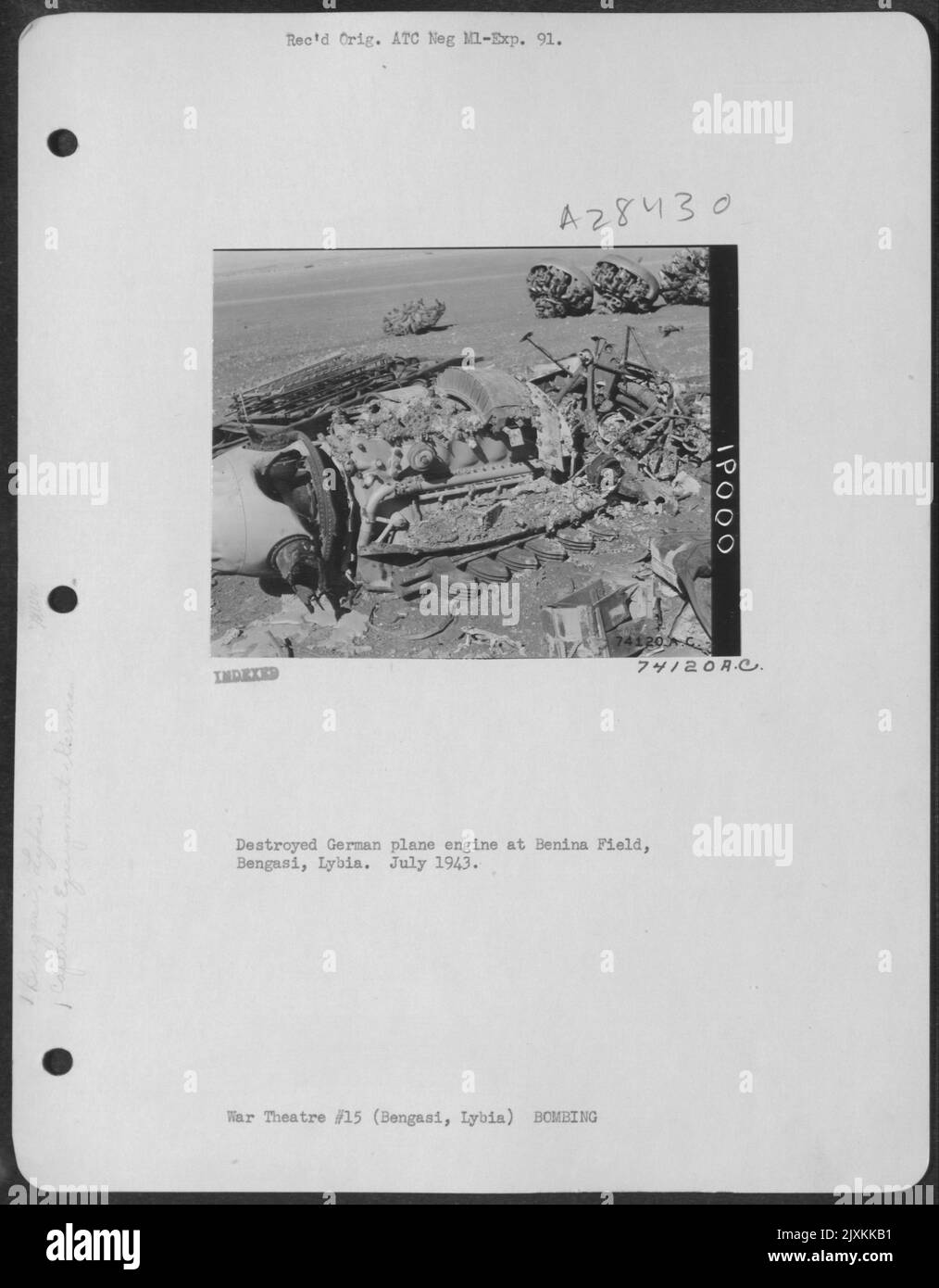 Destroyed german plane engine at benina field bengasi libya july