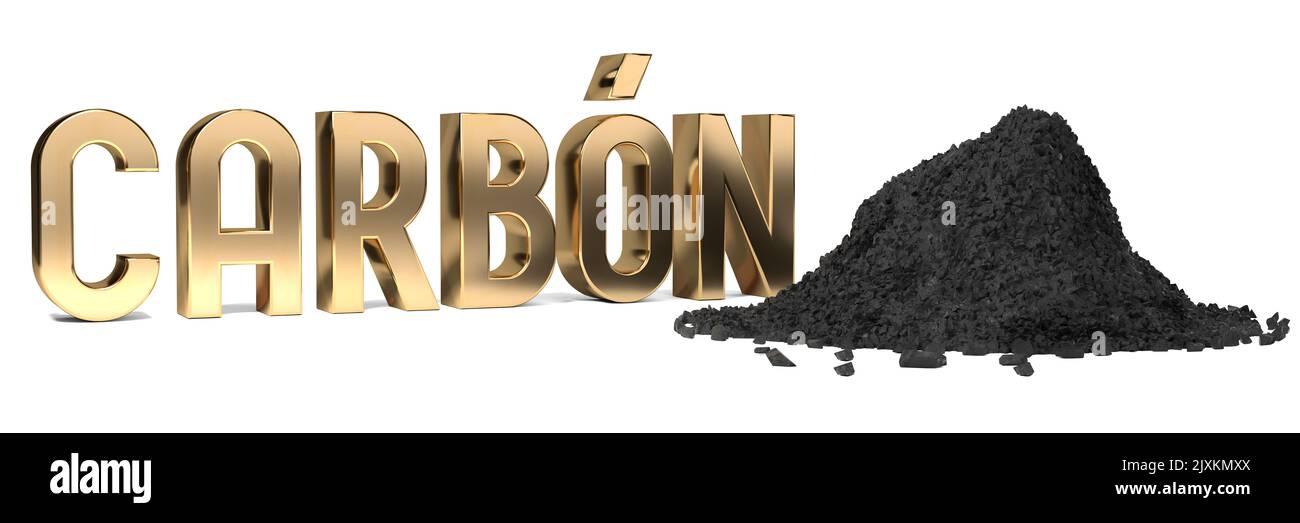Carbon (Spanish)/ Coal (English) typographical concept 3D illustration Stock Photo Alamy