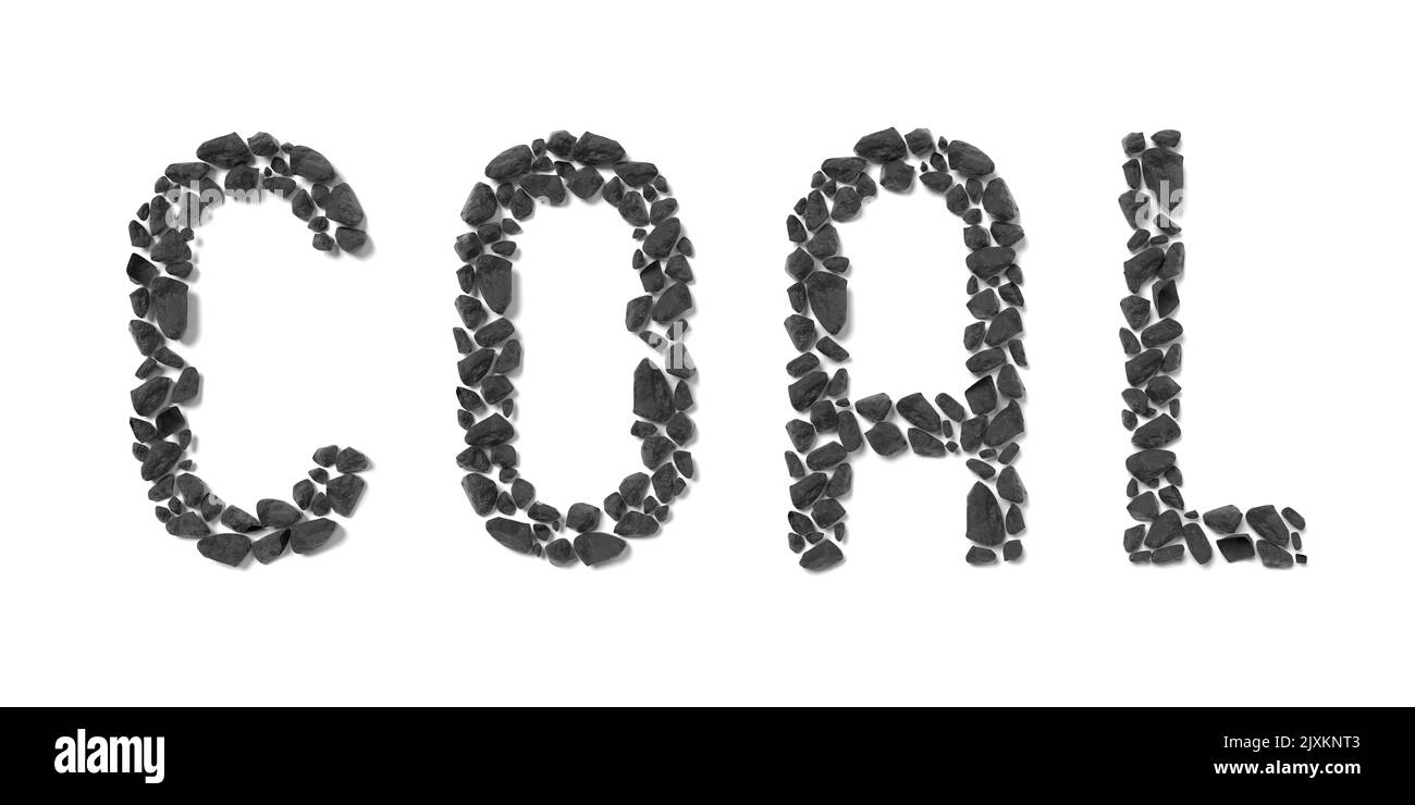 Coal lettering on white background 3D illustration Stock Photo Alamy
