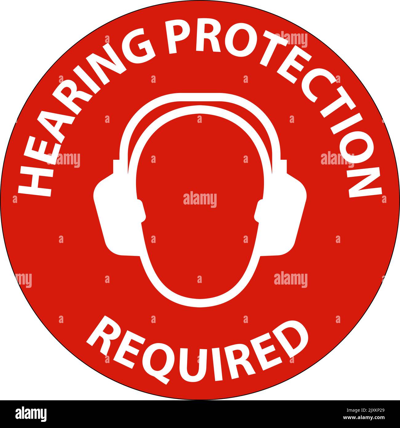 Danger Hearing Protection Required Sign On White Background Stock