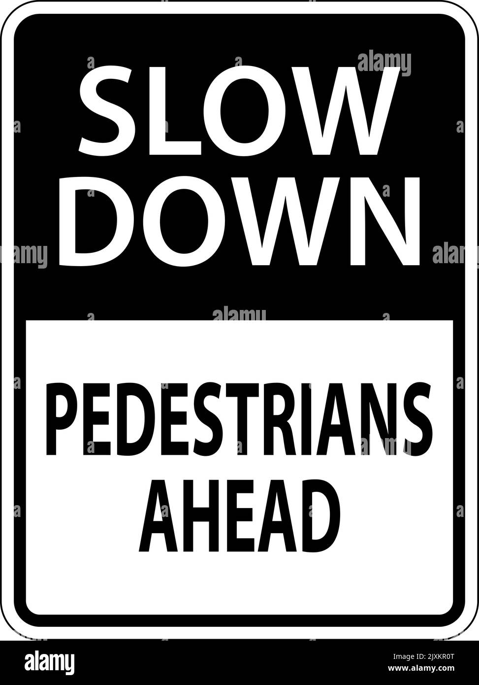 Slow Down Pedestrians Ahead Sign On White Background Stock Vector
