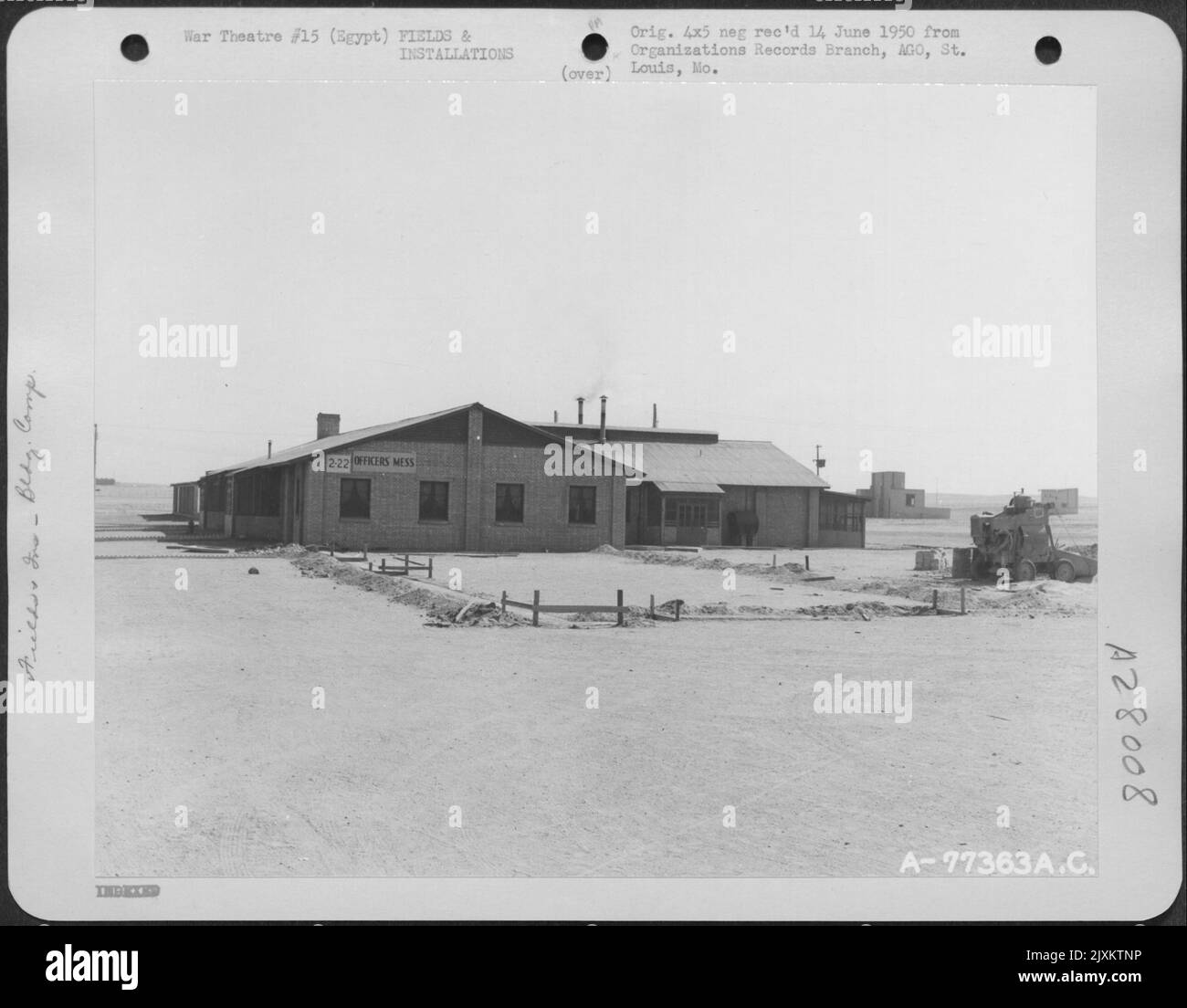 Exterior view of Officers' mess hall at Payne Field, Cairo, Egypt. 24