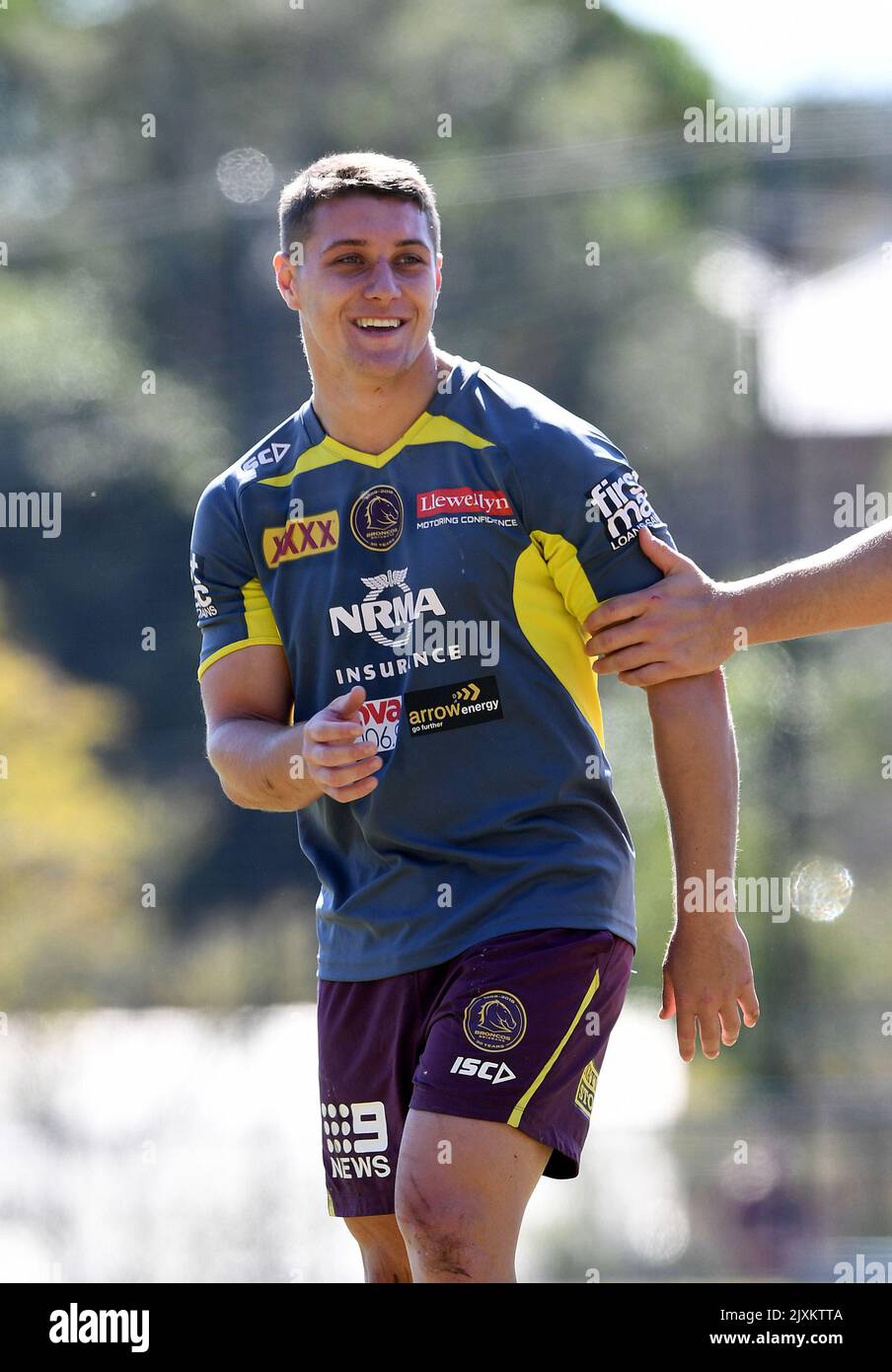 Troy Dargan looks on during the Brisbane Broncos training session in Brisbane, Wednesday, August 22, 2018. (AAP Image/Dave Hunt Stock Photo - Alamy