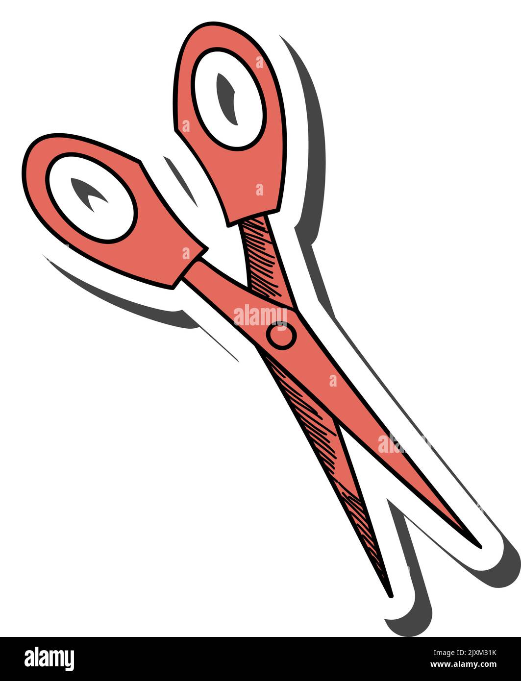 Scissor sticker with shadow on education theme. Back to school. Vector