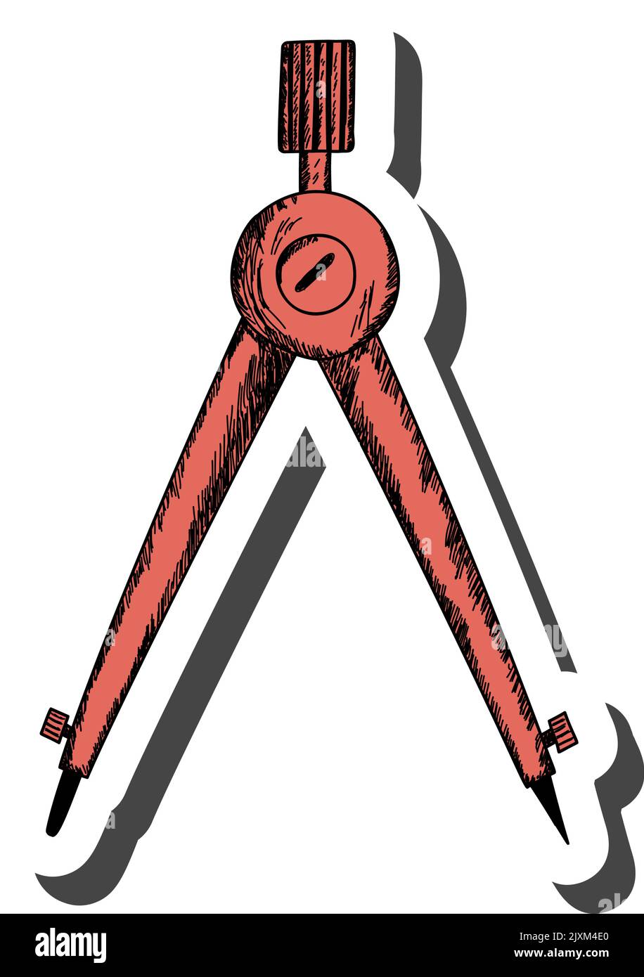 Compass sticker with shadow on education theme. Back to school. Vector