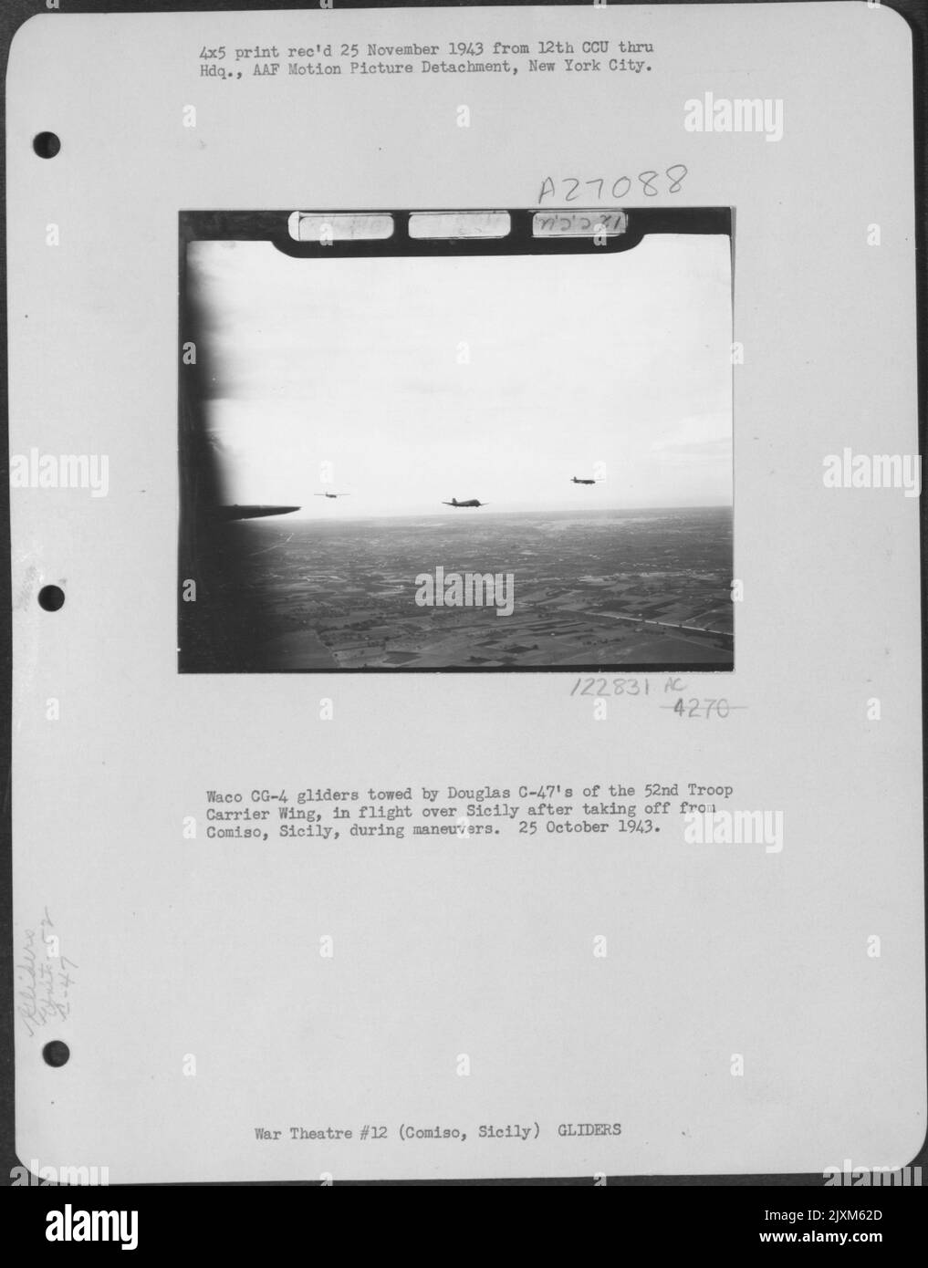 Waco Cg4 Gliders Towed By Douglas C47S Of The 52Nd Troop Carrier Wing