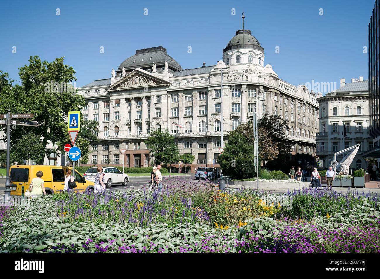 Budapest, Hungary - September 21 : Four Seasons Hotel Gresham Palace in Budapest on September 21, 2014. Unidentified people Stock Photo
