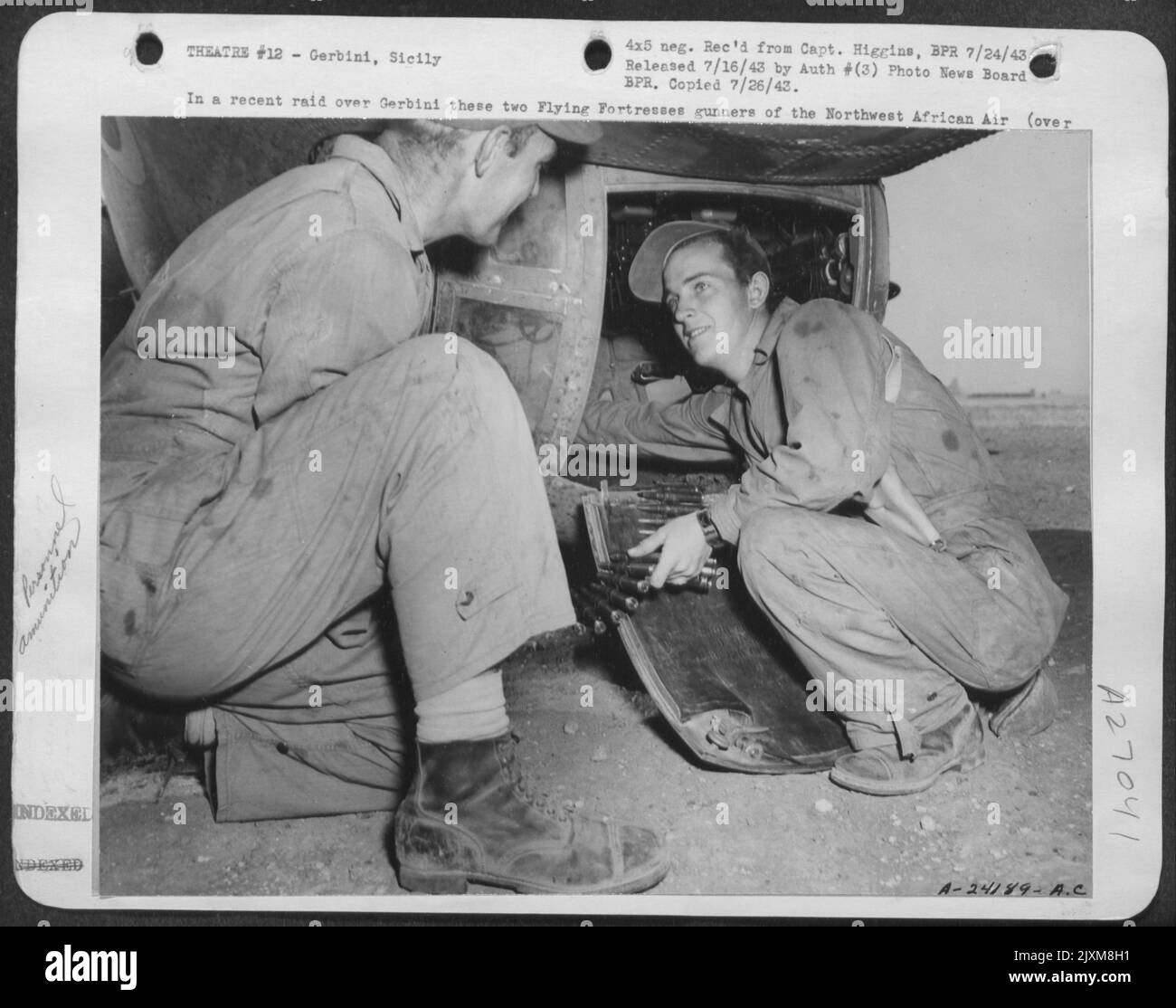 In A Recent Raid Over Gerbini These Two Flying Fortresses Gunners Of in-a-recent-raid-over-gerbini-these-two-flying-fortresses-gunners-of