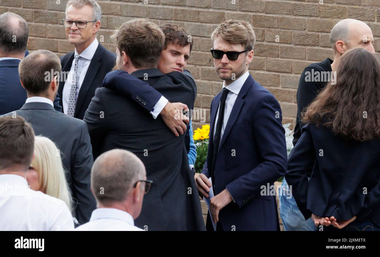Mourners outside of the dunfermline crematorium following the funeral
