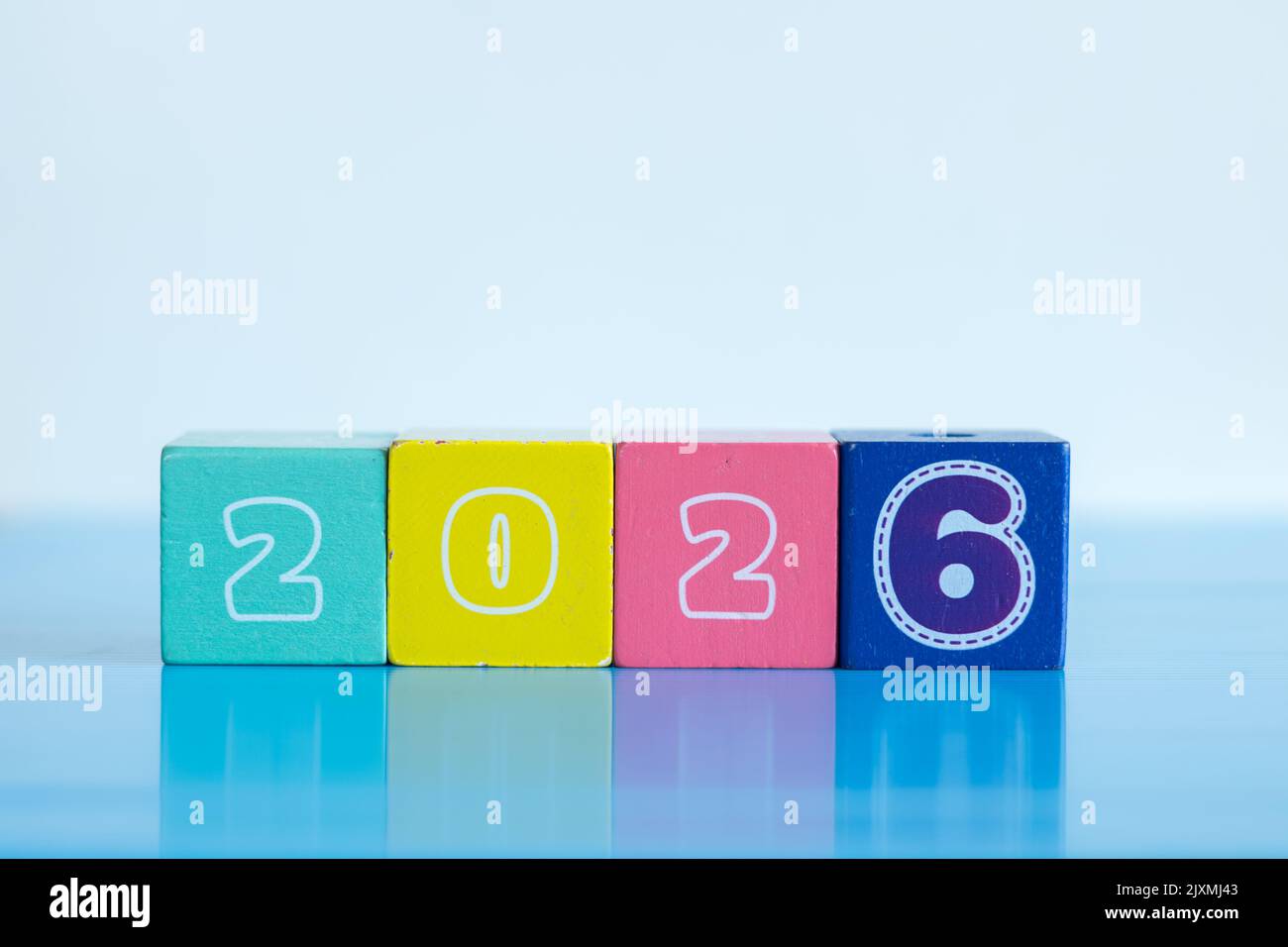 A set of colorful blocks with 2026 written on the side Stock Photo - Alamy