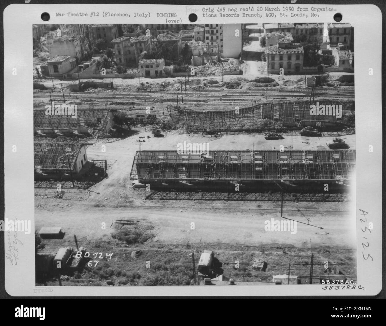 Bomb Damage To The Marshalling Yards At Florence, Italy. These Yards Were Wrecked During Bombing By The 42Nd Bomb Wing On 26 September 1944. Stock Photo