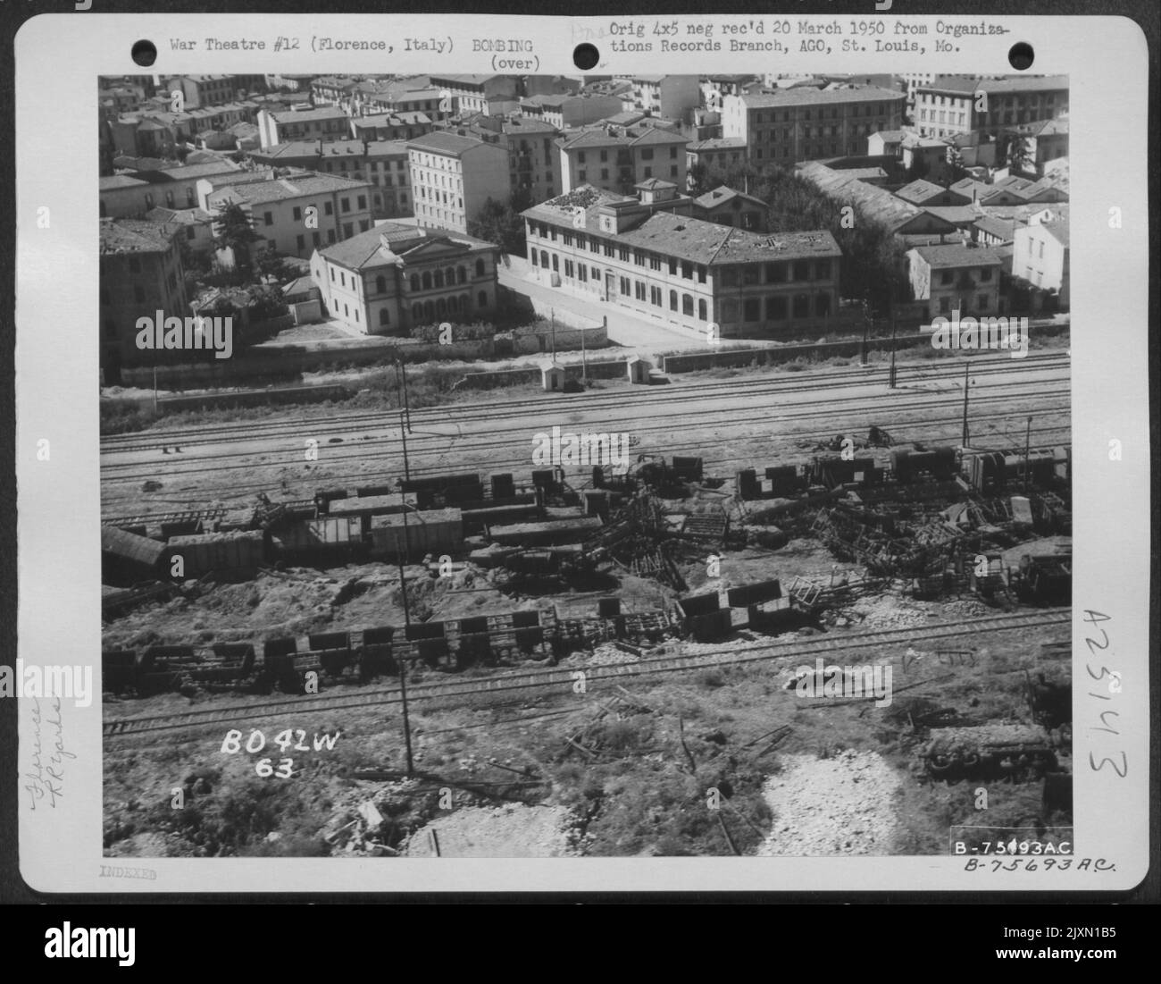 Bomb Damage To The Marshalling Yards At Florence, Italy. These Yards Were Wrecked During Bombing By The 42Nd Bomb Wing On 26 September 1944. Stock Photo