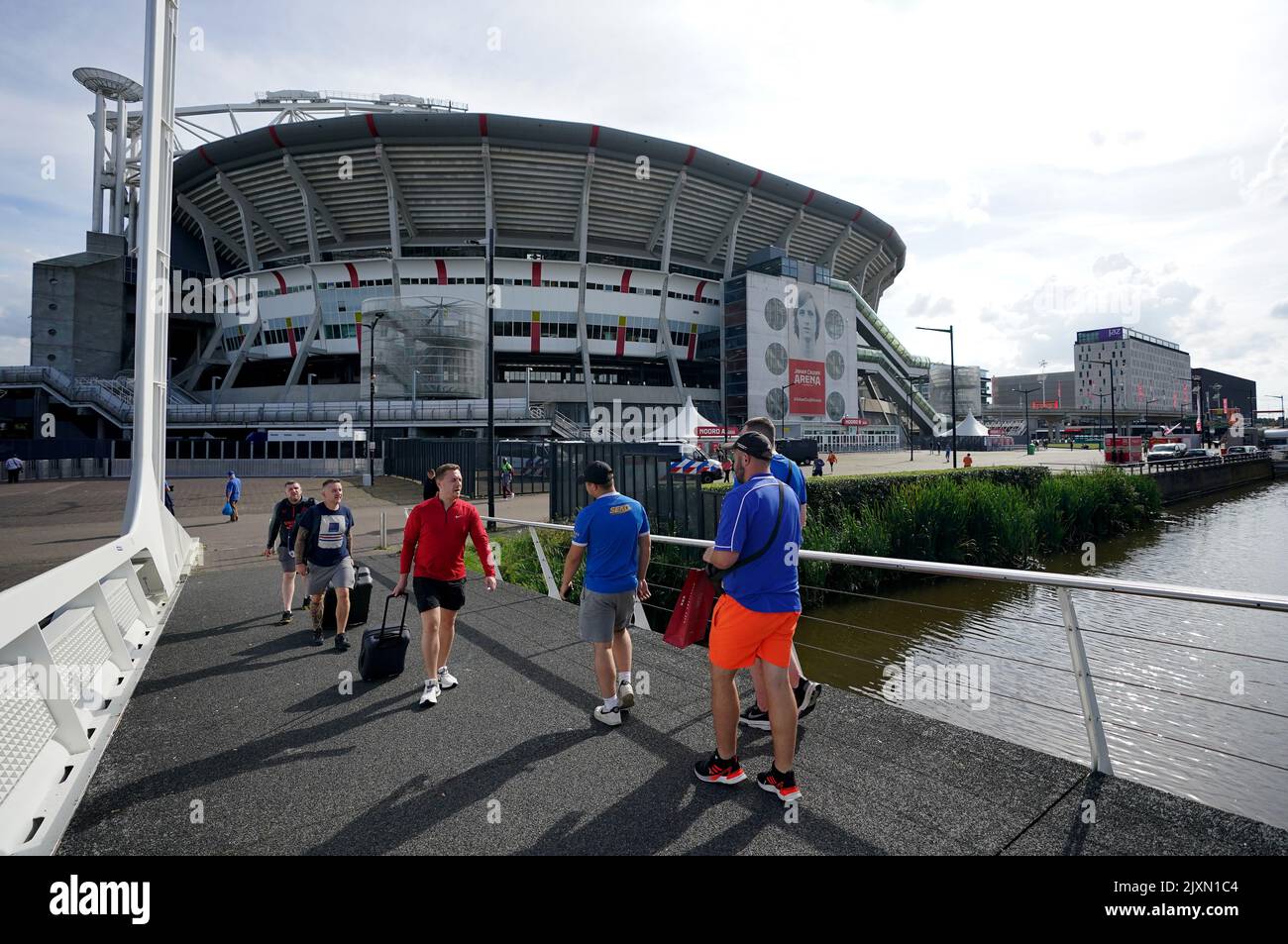 Rangers fans make their way to the ground before the UEFA Champions League Group F match at the Johan Cruyff Arena in Amsterdam, Netherlands. Picture date: Wednesday September 7, 2022. Stock Photo