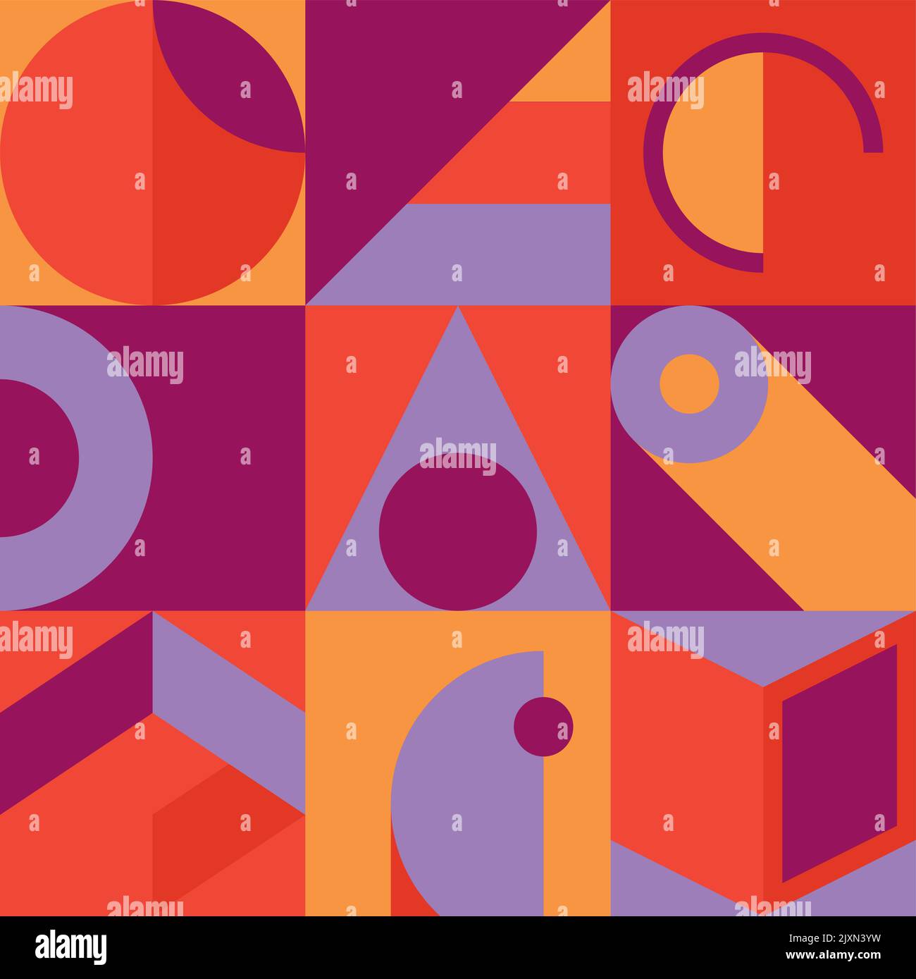 Retro bauhaus style blocks. Geometric pattern print Stock Vector