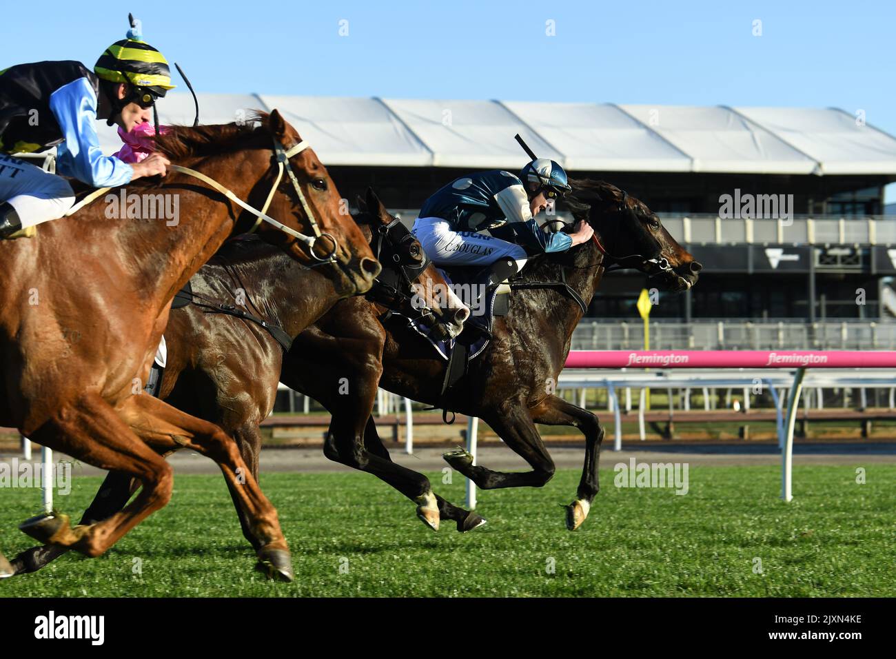 Jockey Clayton Douglas (right) rides A Shin Rook to victory in