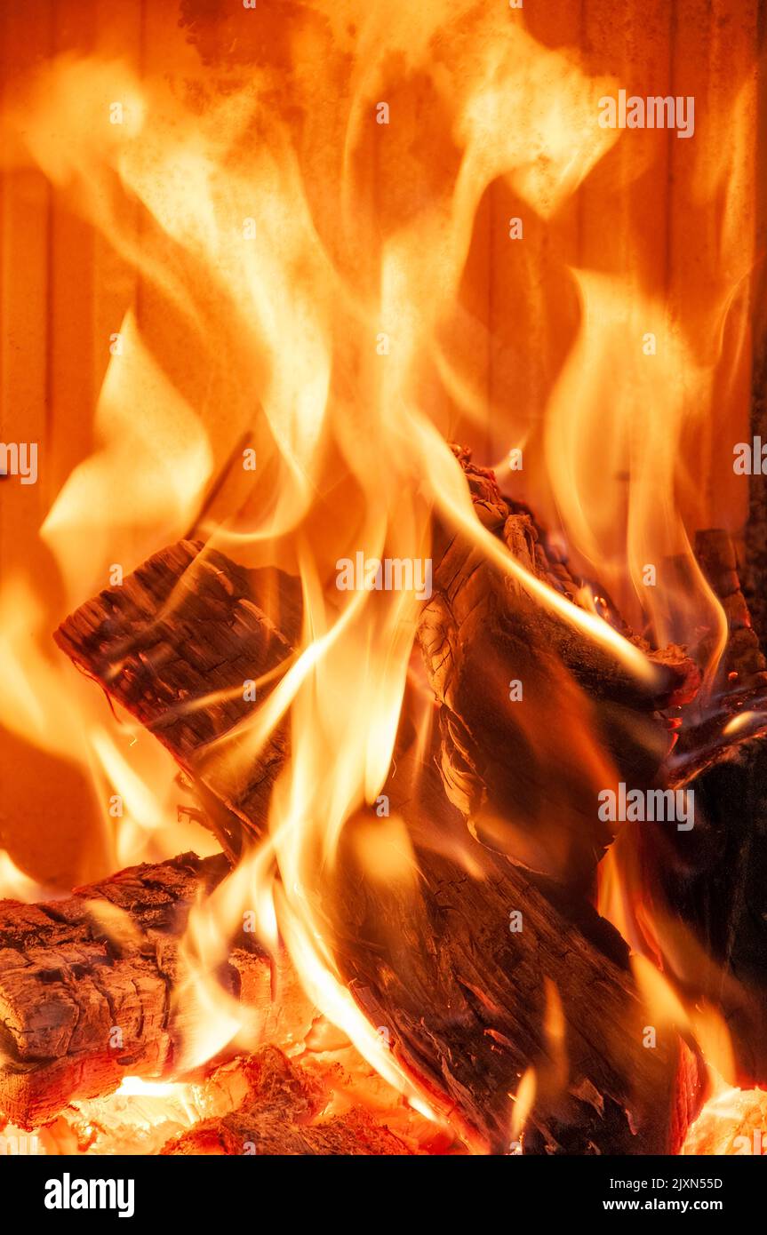 A vertical of fire flames Stock Photo