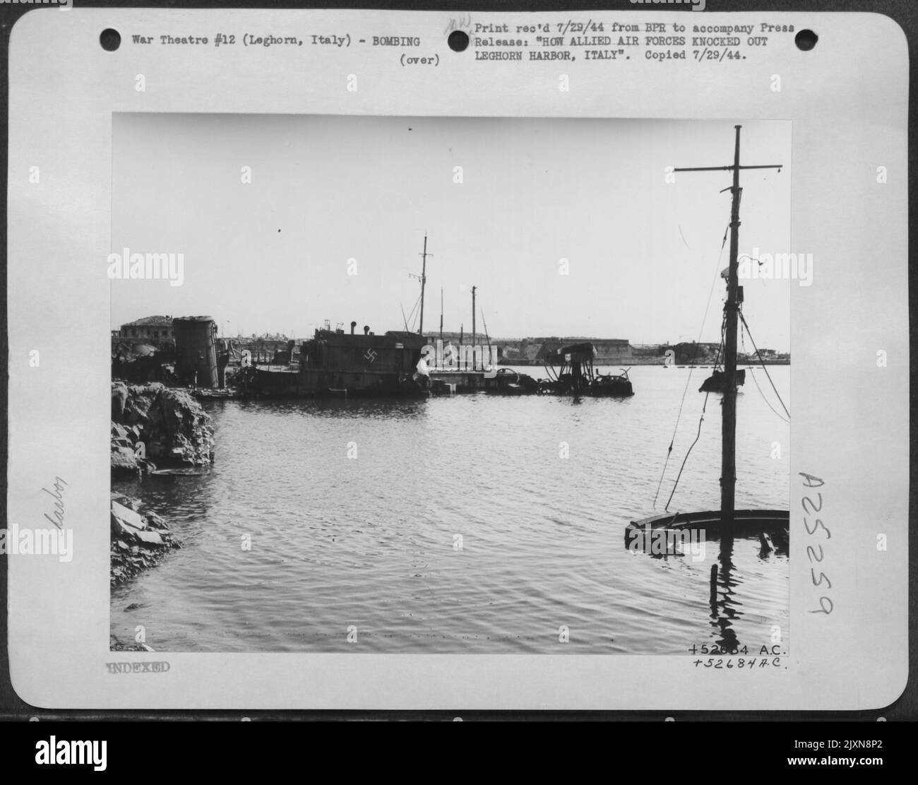 View of harbor after bombing by Mediterranean Allied Air Forces. Note
