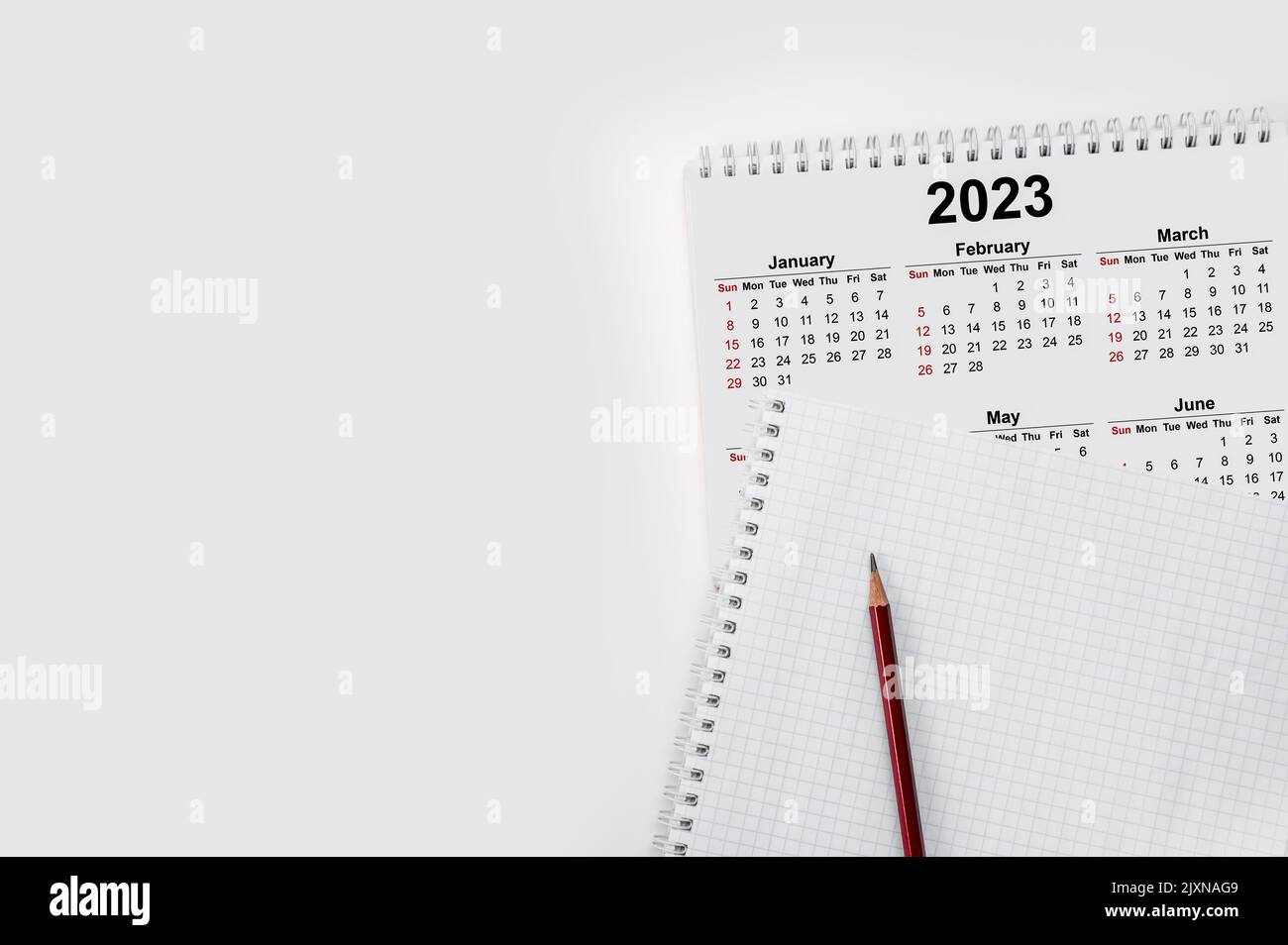 Calendar Year 2023 schedule with blank note for to do list on paper