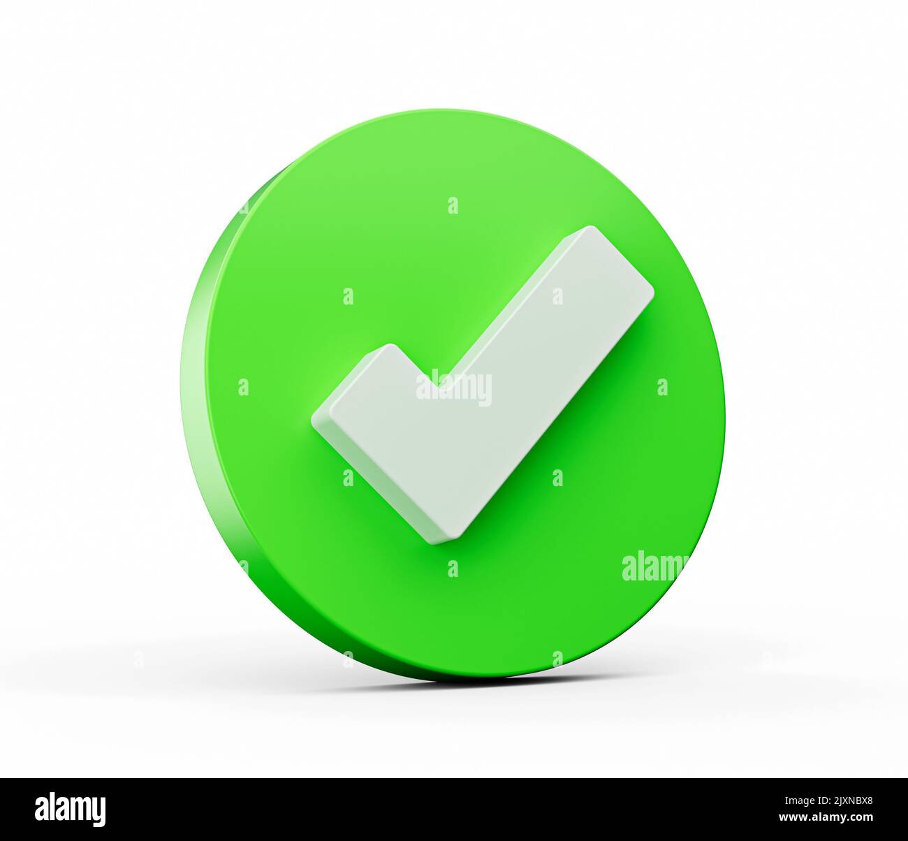 The 3d rendering of a green check mark icon isolated on white ...