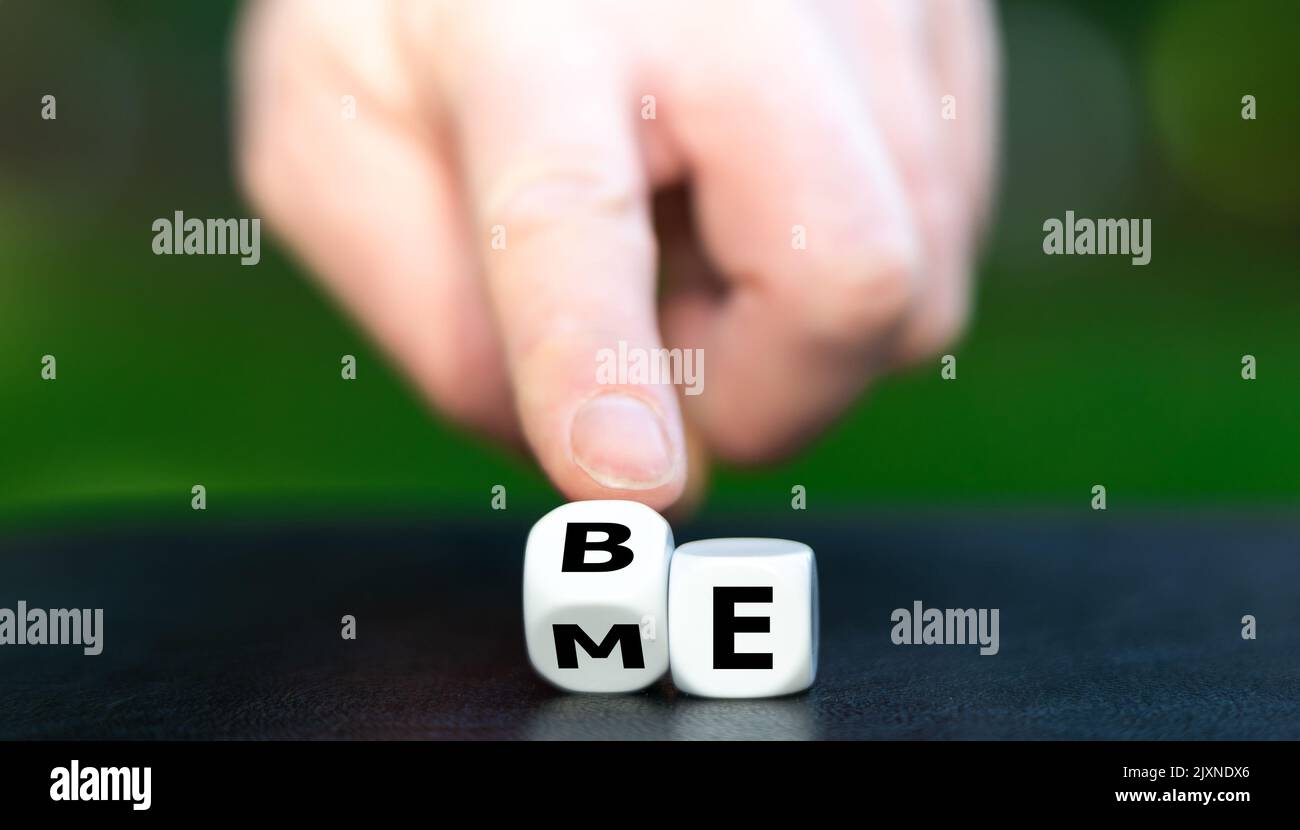 Dice form the expression 'be me'. Stock Photo