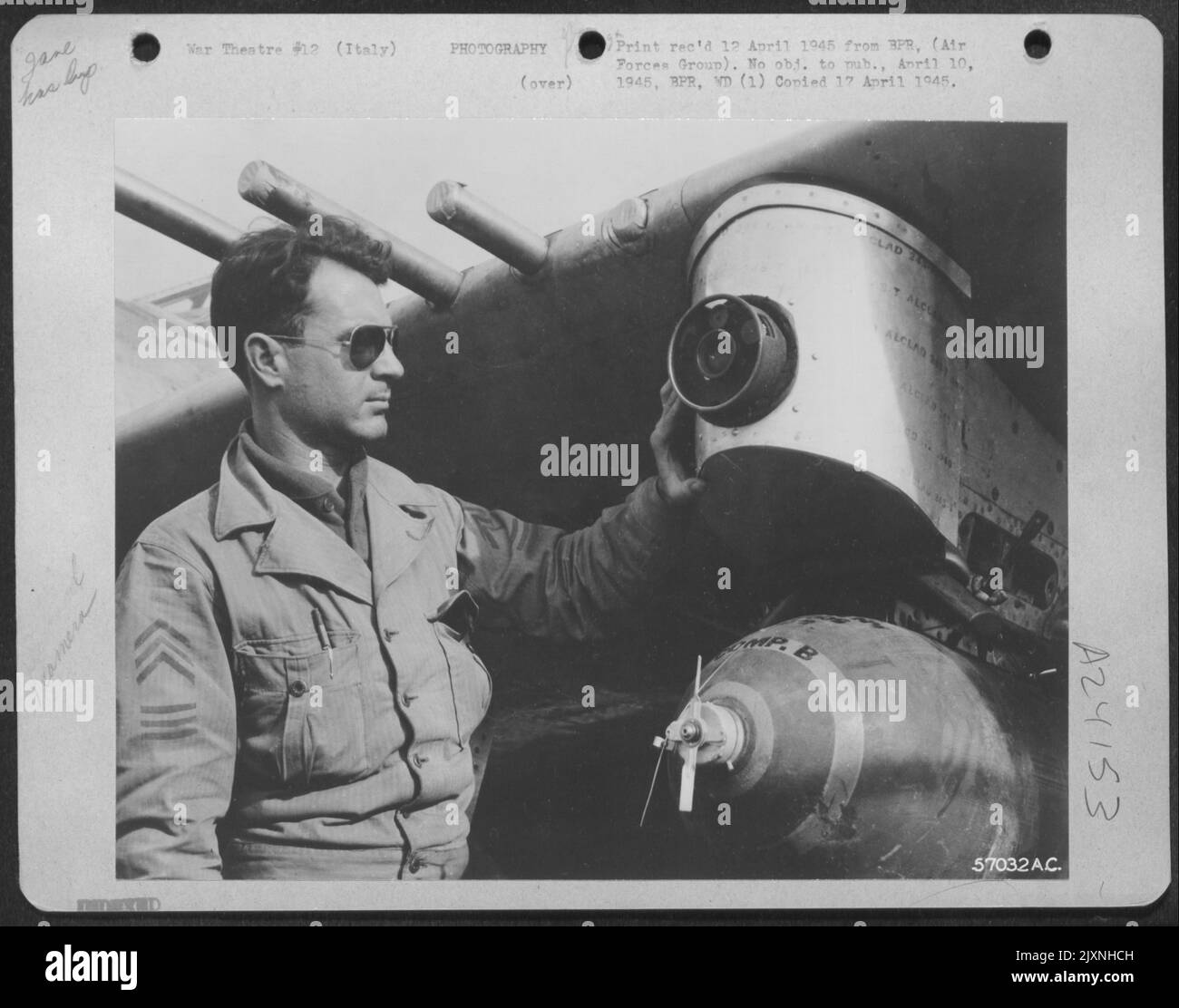 Pictured Here, A Sgt. Of The 12Th Af Views The Latest Installation Of