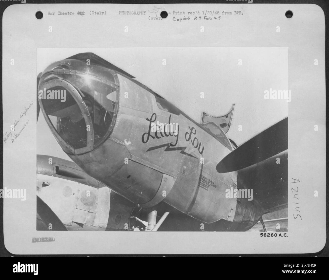 The Plastic Nose Of The Lockheed P38 Photo Plane Showing K22 Aerial