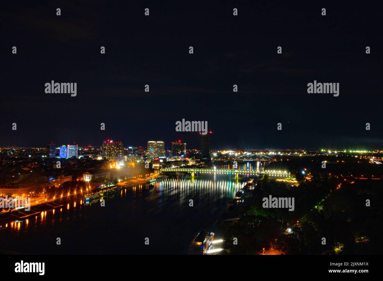 bratislava by night seen from the ufo tower Stock Photo