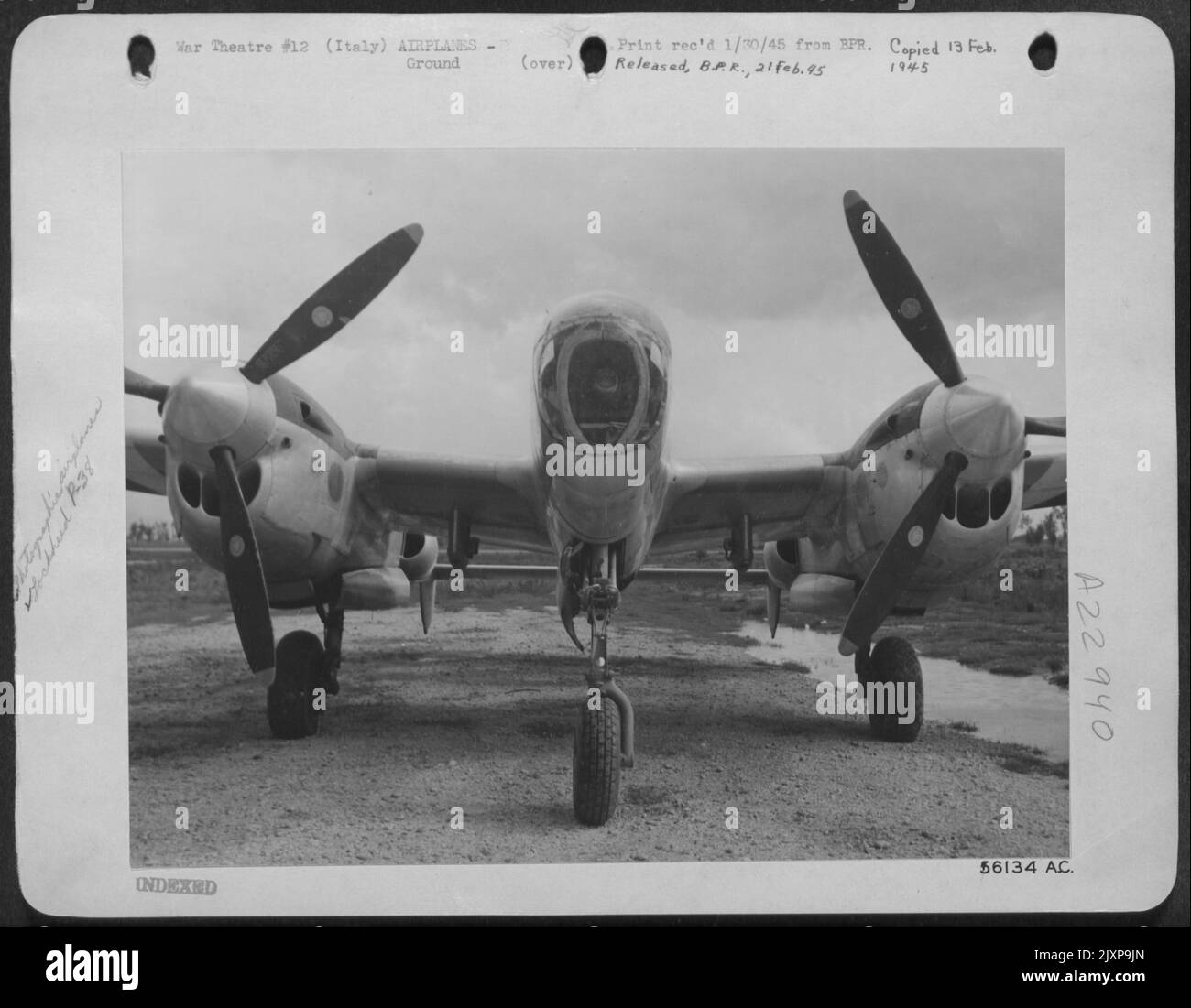 General view of Lockheed P38 photo plane with gun sight aiming point