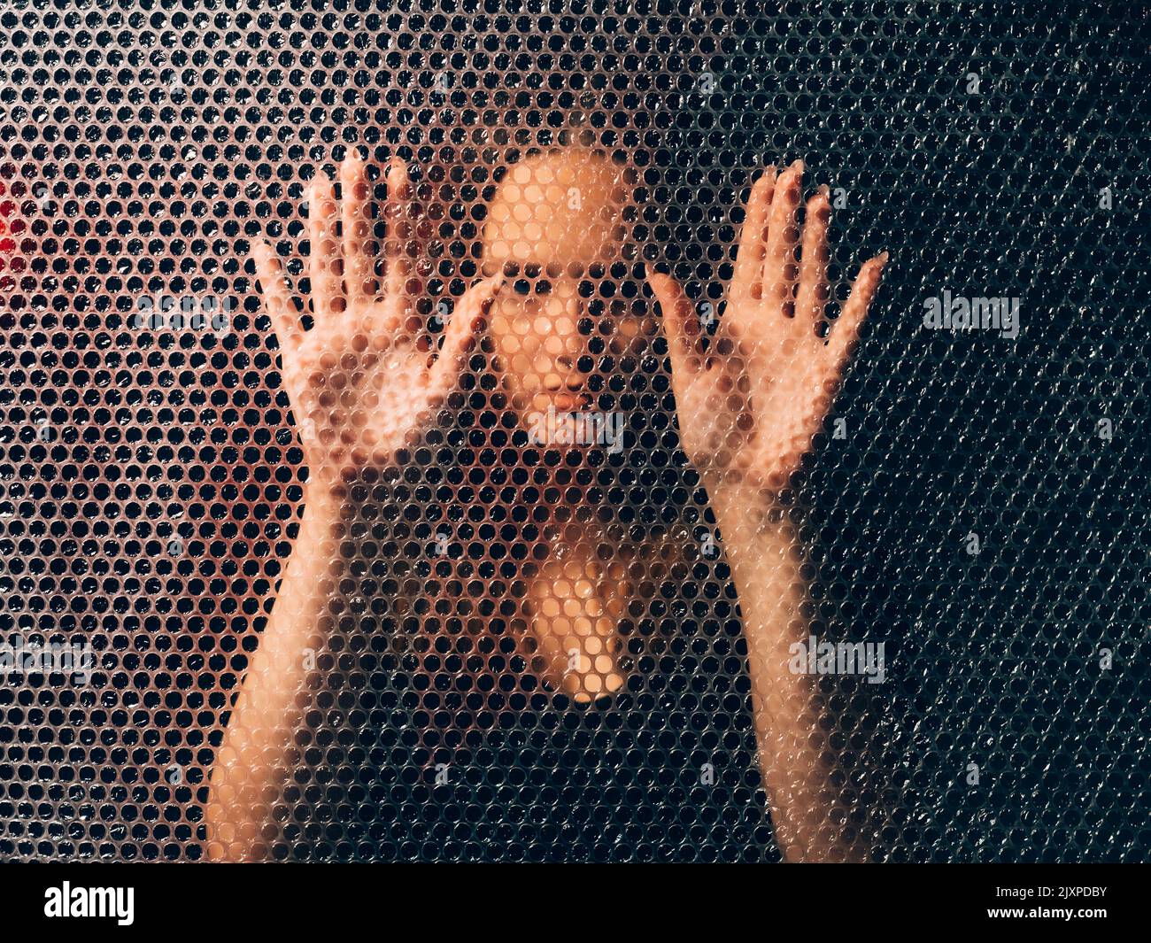 quarantine self isolation textured trapped woman Stock Photo Alamy
