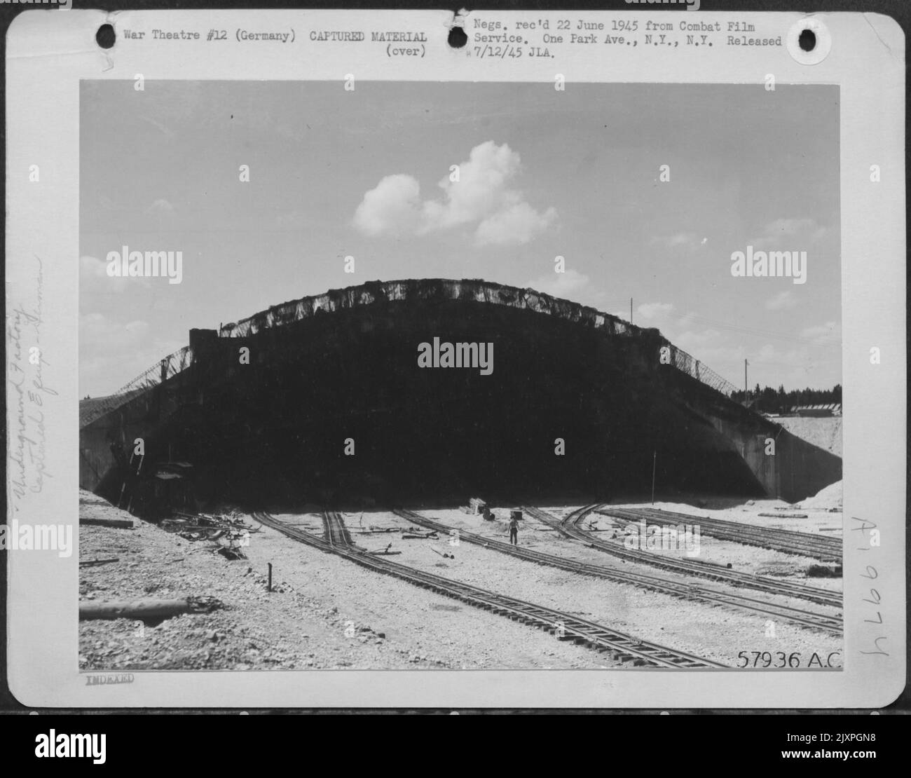 Mouth Of Underground Factory At Muhldorf, Germany, Showing Rail Lines