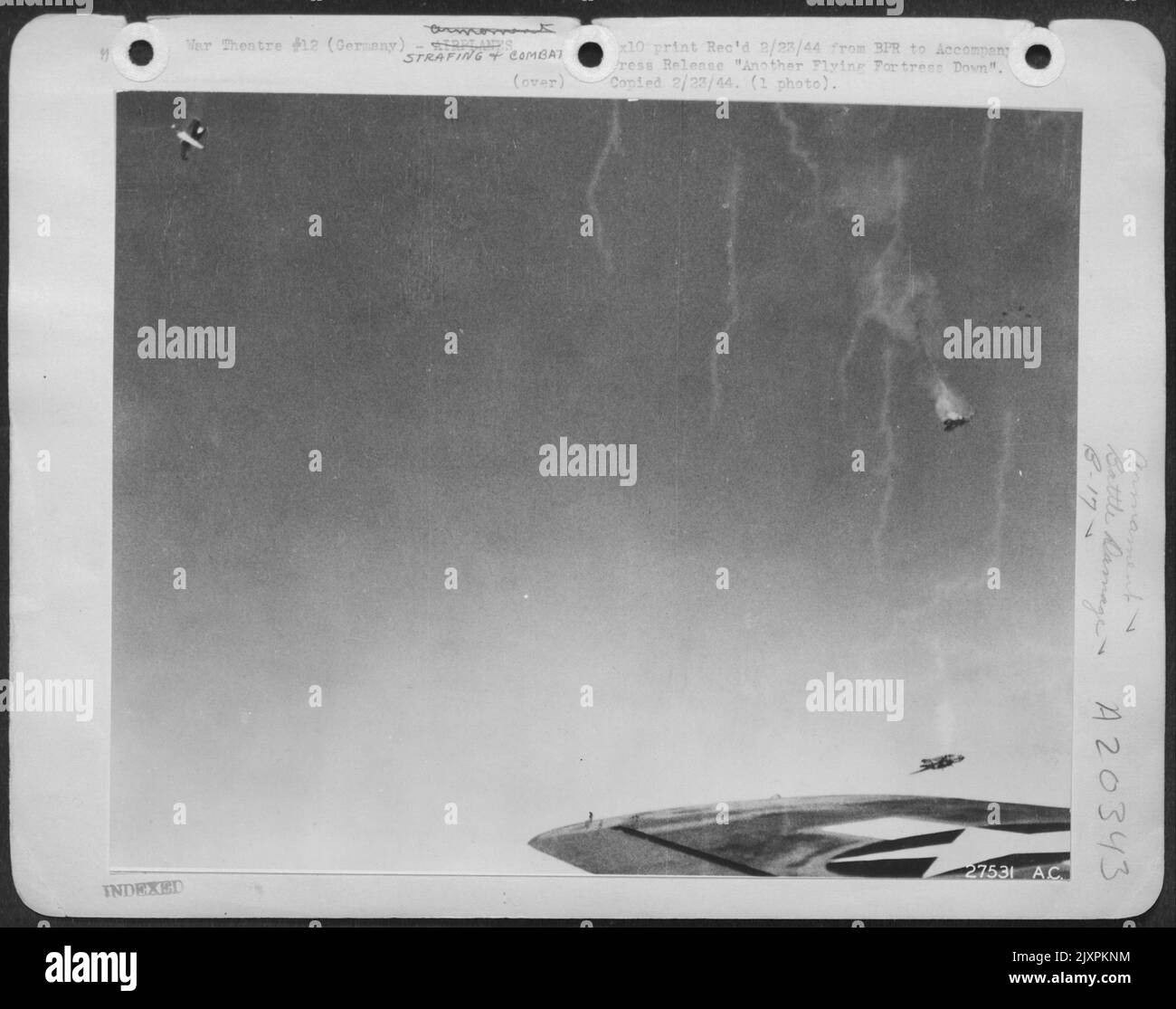 ANOTHER FLYING FORTRESS DOWNThe burning remnants of a Flying Fortress