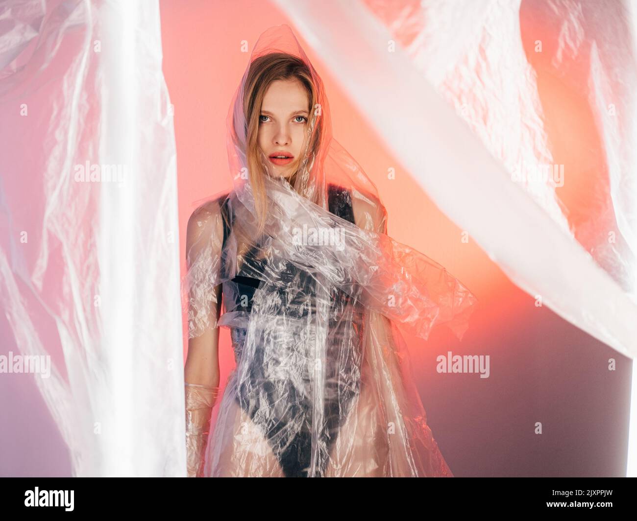 plastic fashion waste recycling woman polyethylene Stock Photo