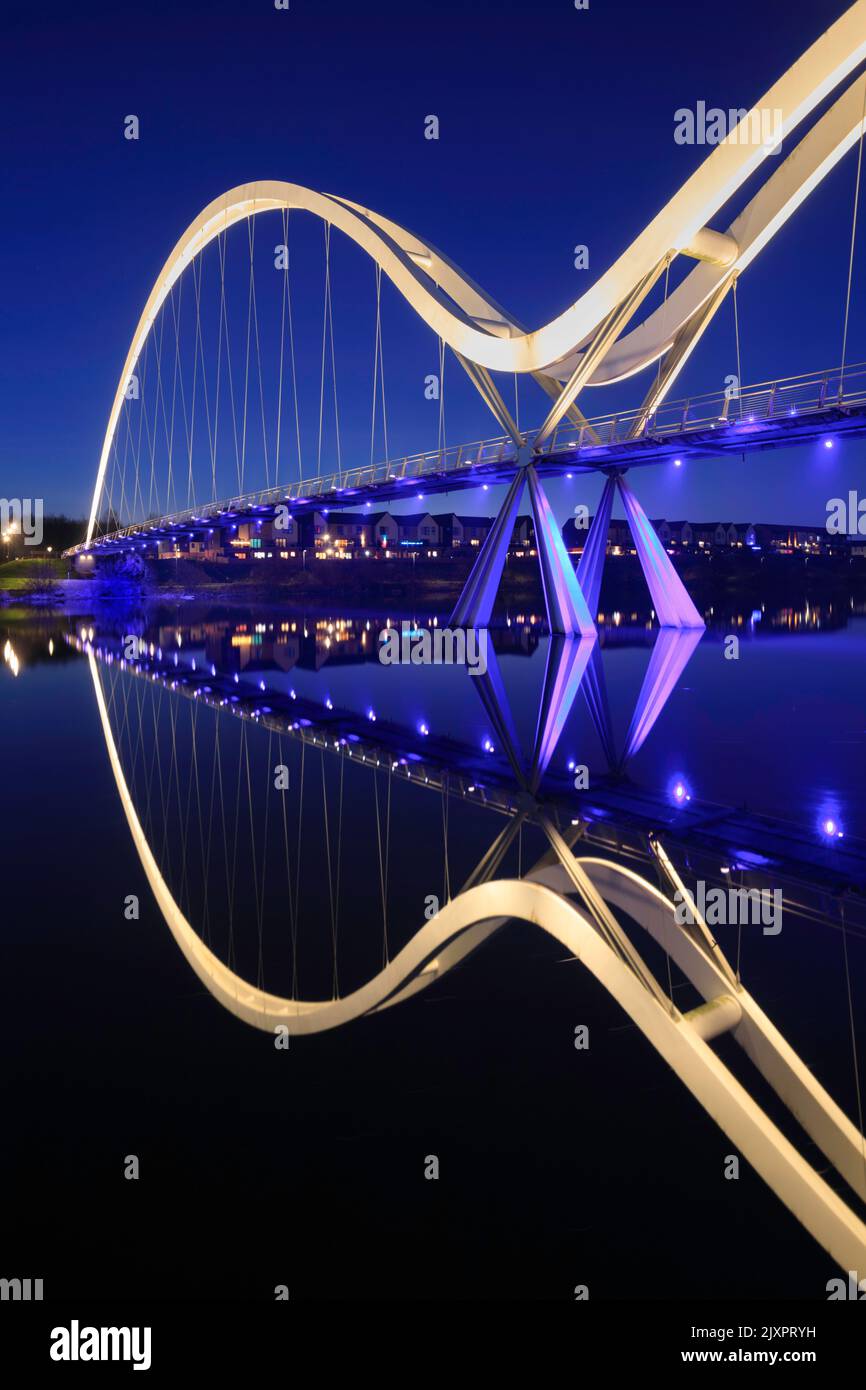 Infinity Bridge at Stockton-on-Tees captured on an evening in late March. Stock Photo