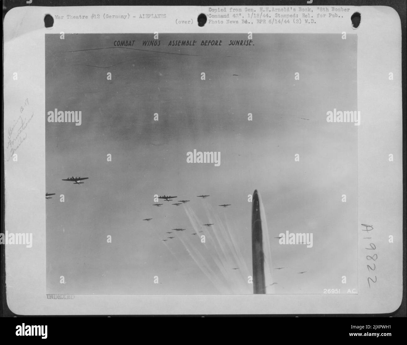 Combat Wings assemble before sunrise (Boeing B17s Stock Photo Alamy