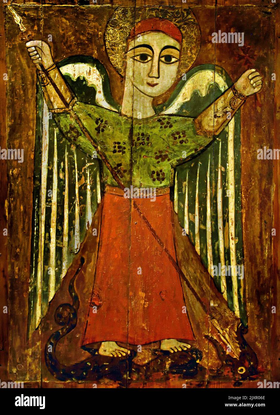 Coptic icon of St Michael the Archangel. 17th Century,  Byzantine and Christian Museum in Athens,, Stock Photo