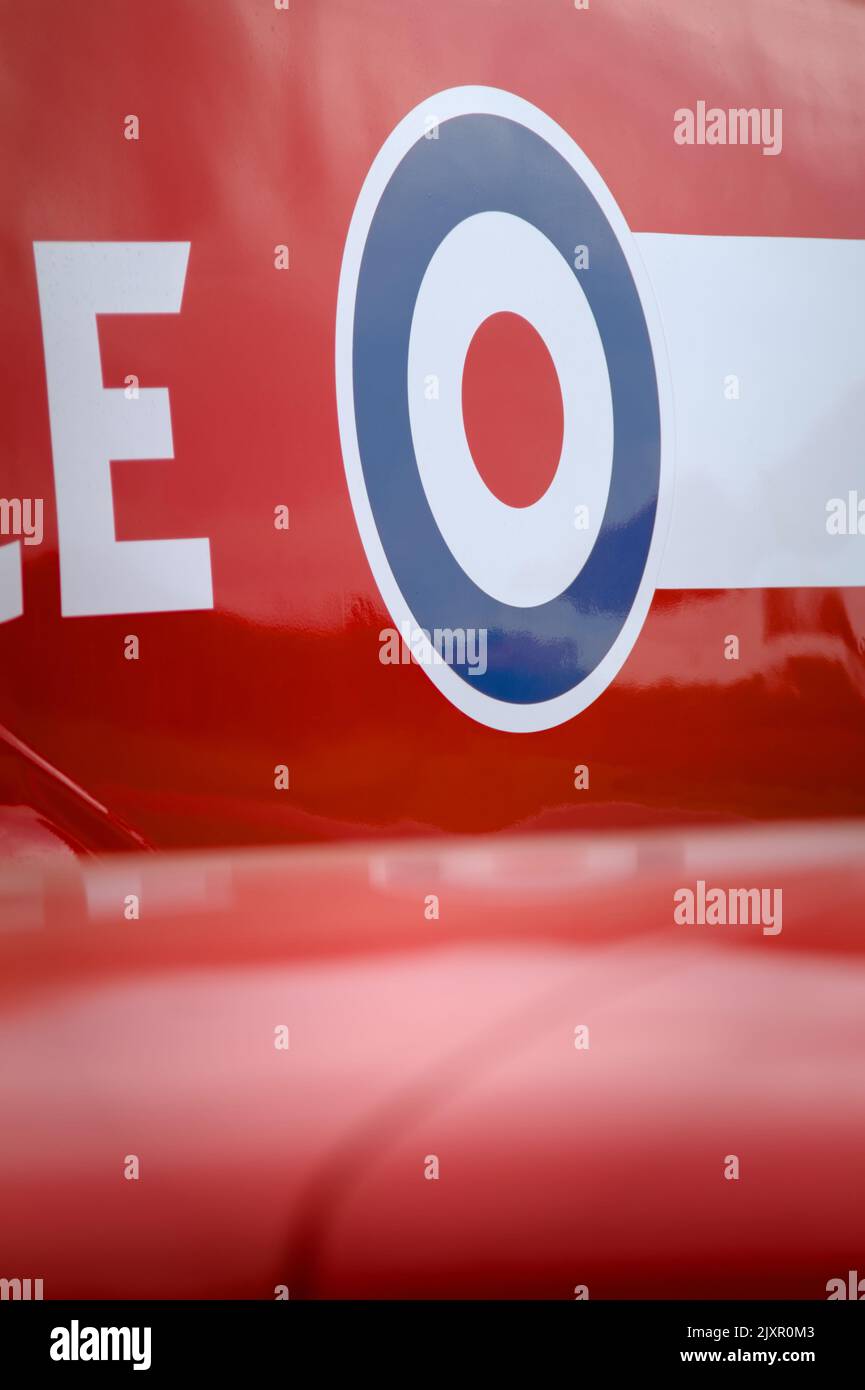 The Royal Air Force Type D Roundel On The Side Of A Hawk T1 Red Arrow Acrobatic Display Jet Aircraft, Bournemouth UK Stock Photo