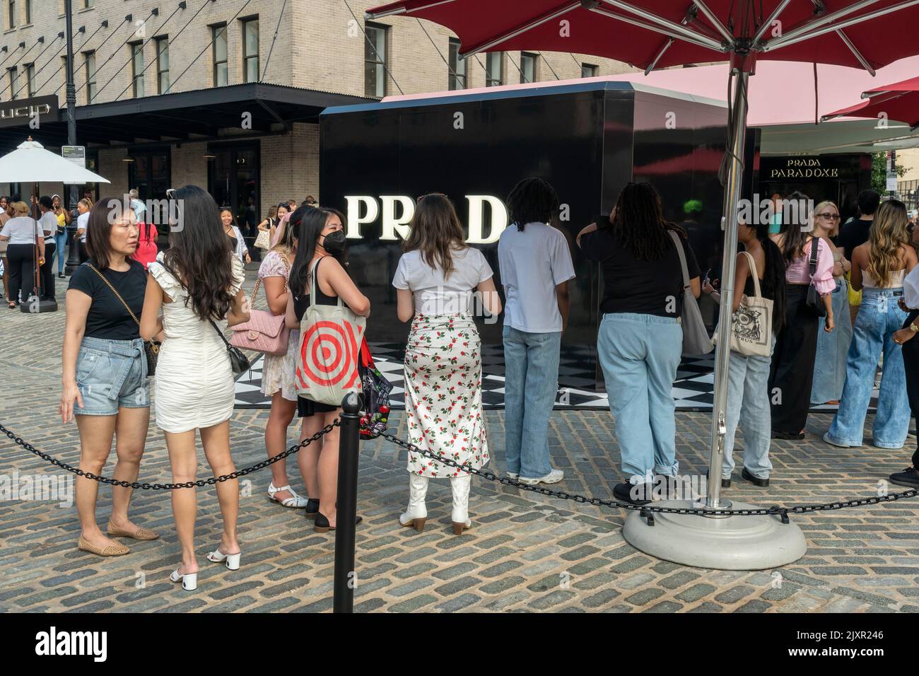 Brand activation for Prada’s Paradoxe fragrance in the Meatpacking District in New York on Saturday, August 27, 2022. (© Richard B. Levine) Stock Photo