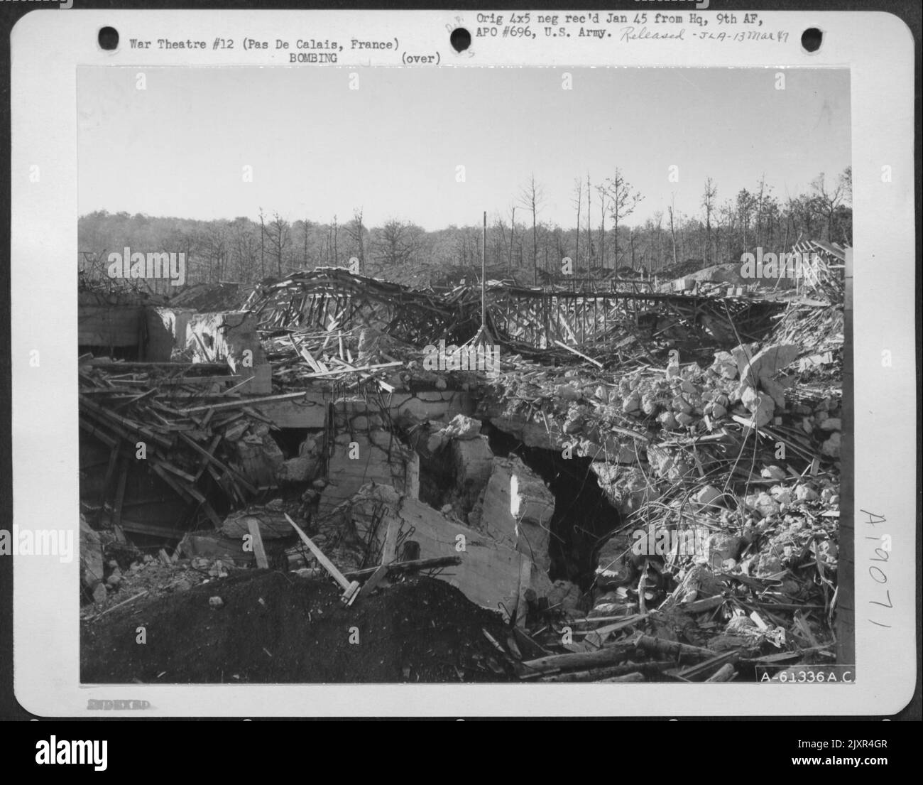 Bomb Damage Near Pas De Calais, France. 7 October 1944. Stock Photo