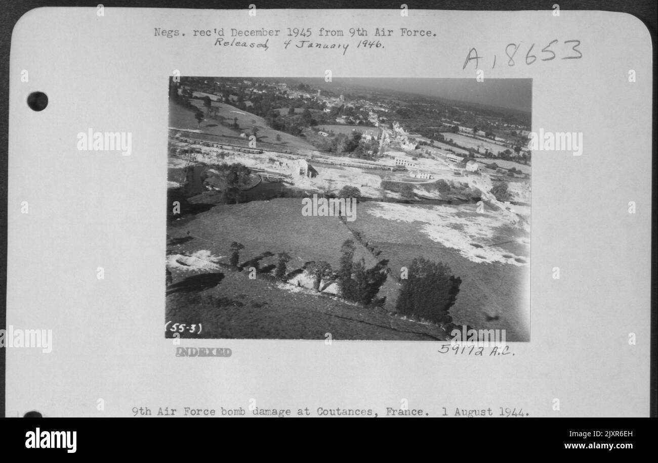 9Th Air Force Bomb Damage At Coutances, France. 1 August 1944 Stock ...