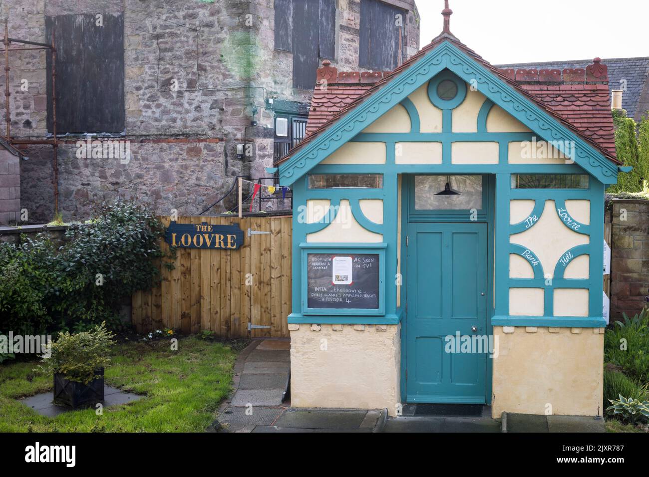 Converted public toilet 'The Louvre' as featured on TV, Berwick-upon-Tweed, England. Stock Photo