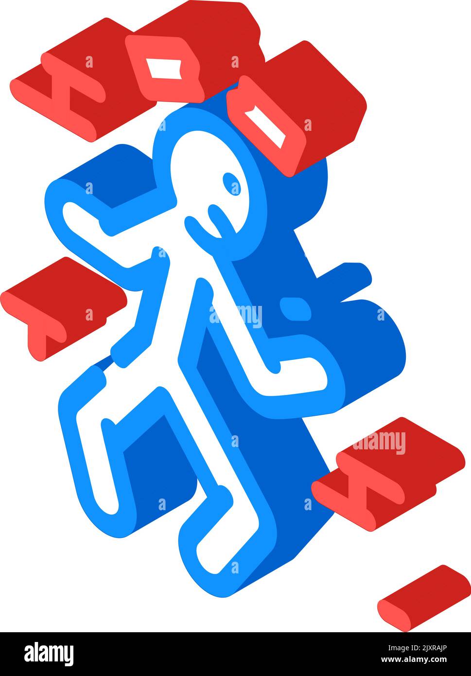 brick blow head accident isometric icon vector illustration Stock