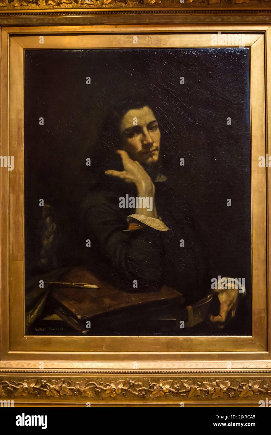 Self-Portrait (Man with Leather Belt), by Gustave Courbet, Musée d'Orsay, Paris, France Stock Photo