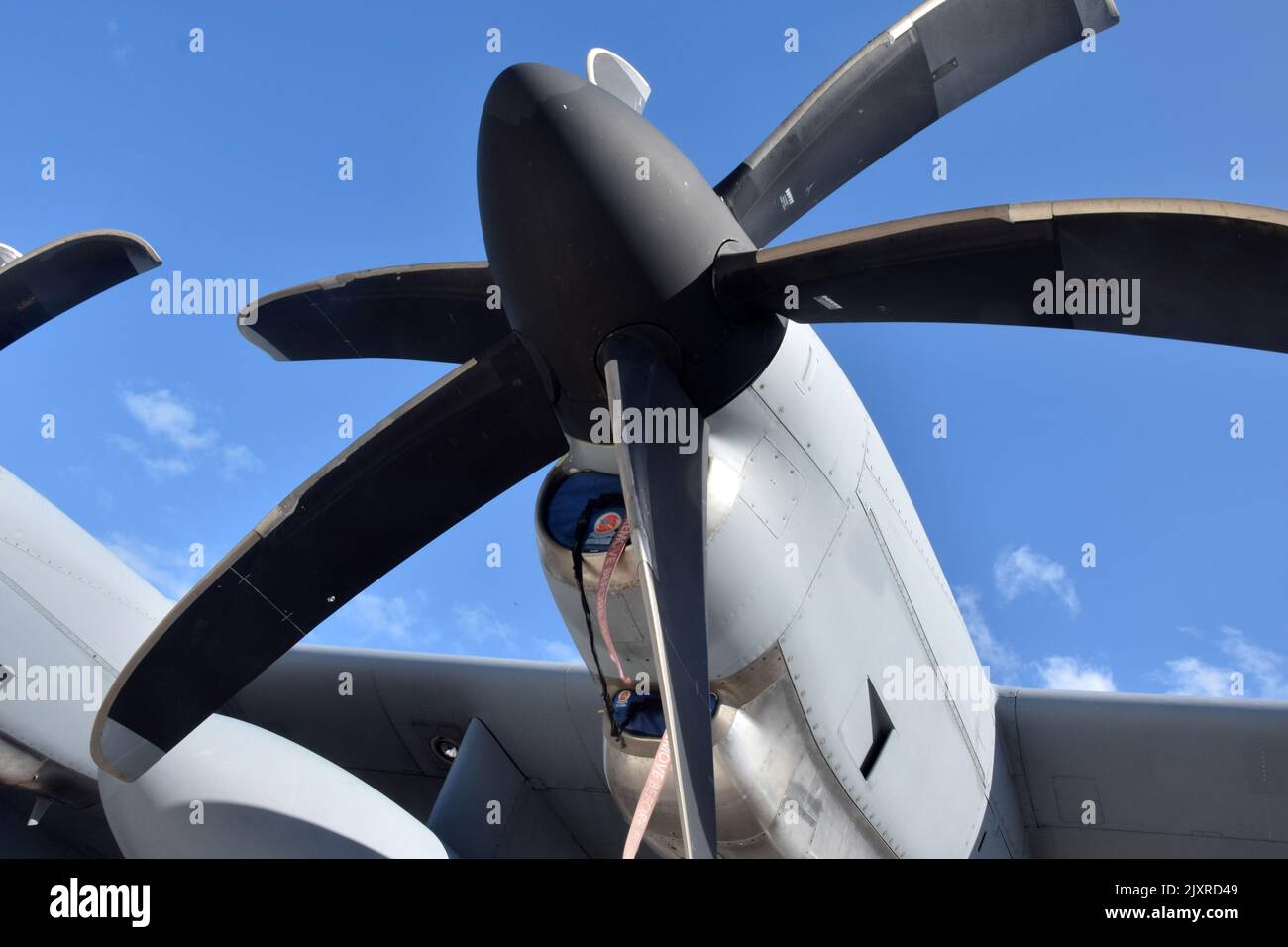 Propeller blades in closeup view used by turboprop engines Stock Photo