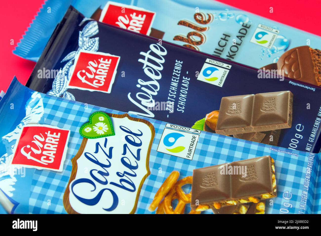 Various Chocolate bars with Fairtrade label from Fin Carre Stock Photo ...