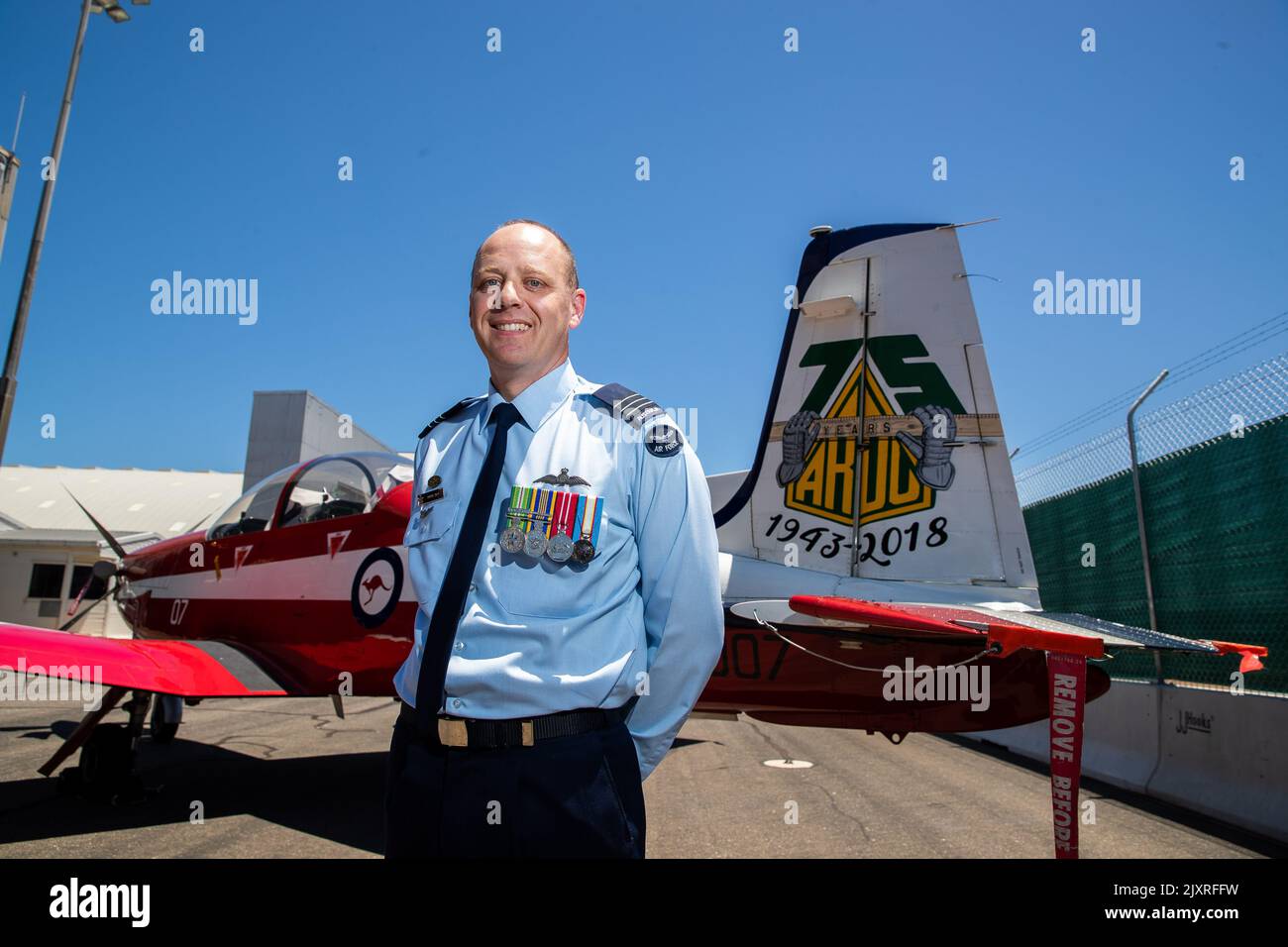 Wing Commander Daniel Rich of The Royal Australian Air Force attend the ...