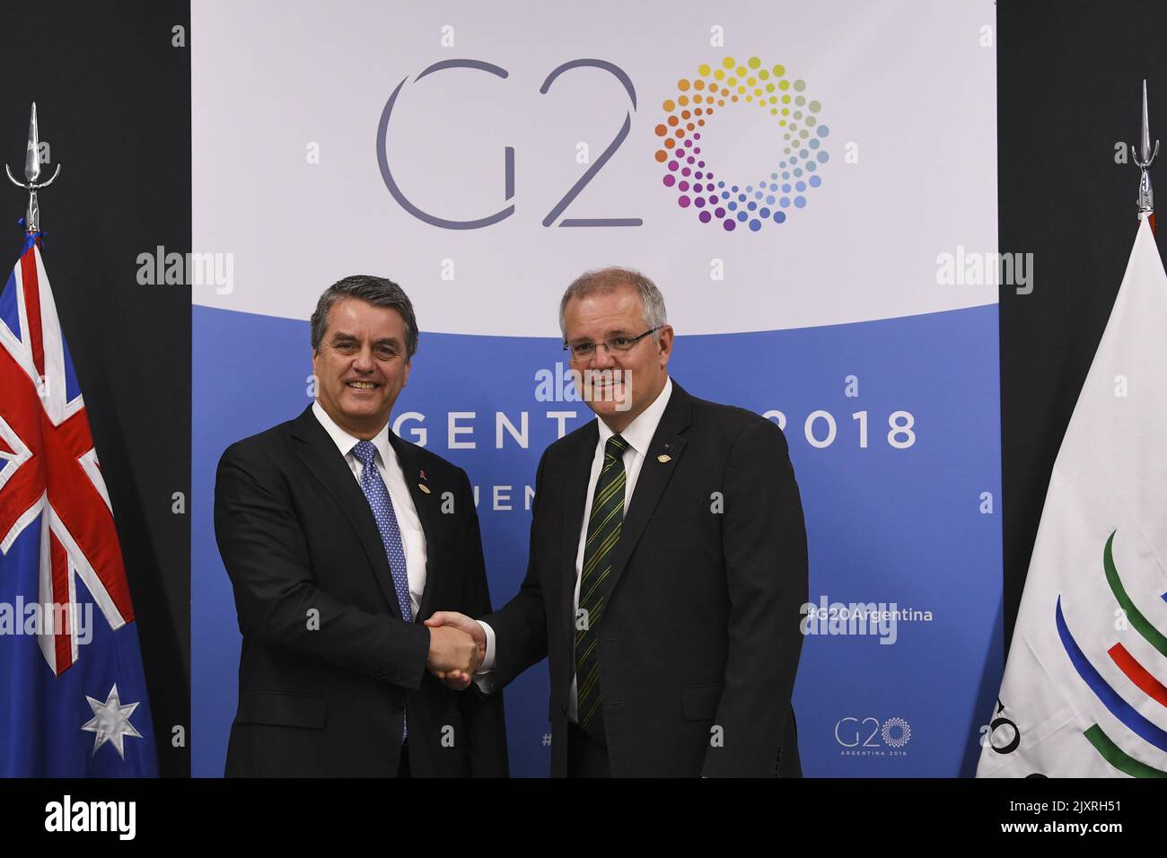 Australian Prime Minister Scott Morrison (right) Shakes Hands With The ...